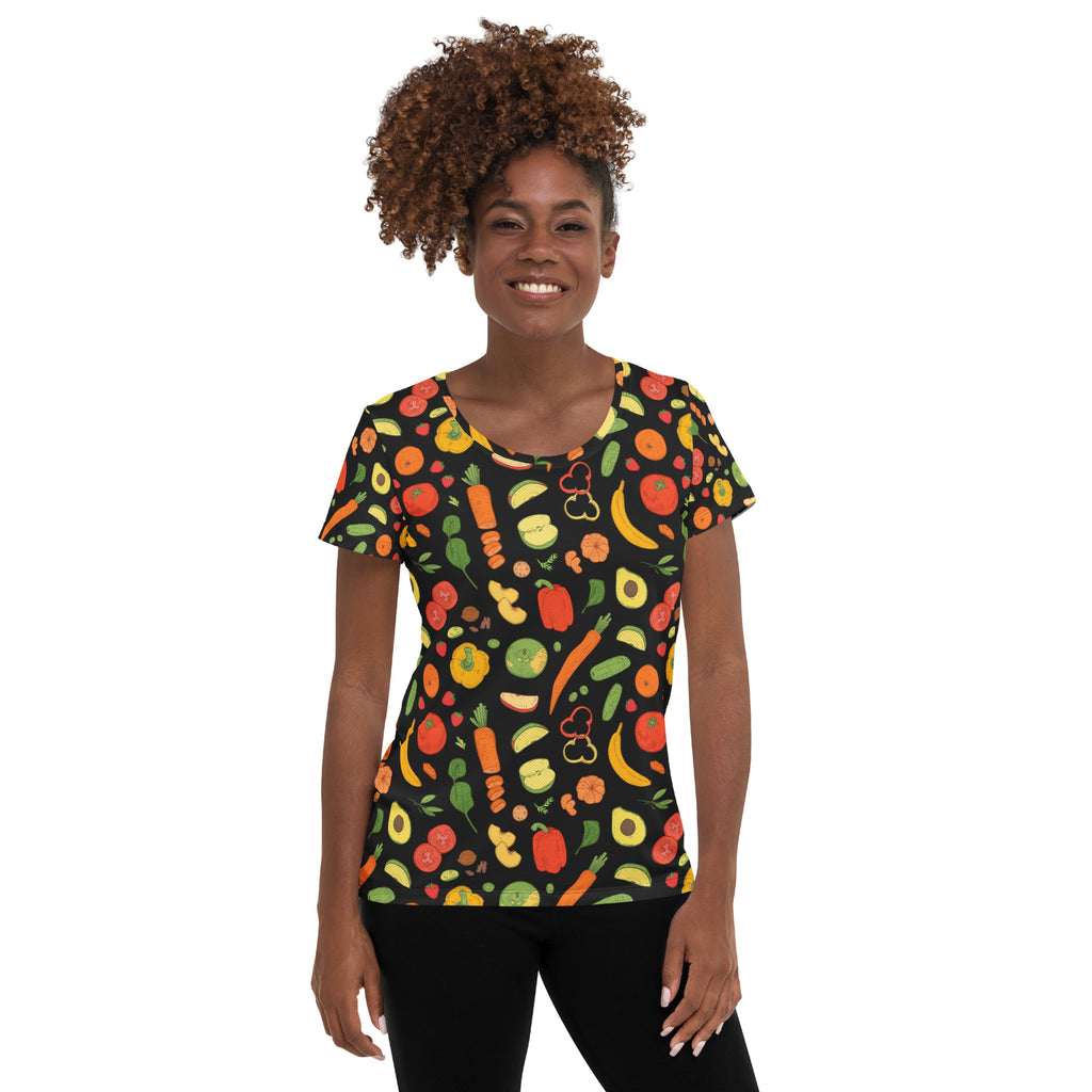 Women’s Fruit & Vegetable Athletic T-Shirt - Lightweight Moisture Wicking Workout Top With UPF 50+