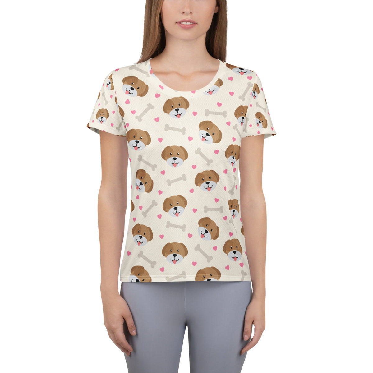 Women’s Cute Dog Athletic T-Shirt - Lightweight Moisture Wicking Workout Top With UPF 50+