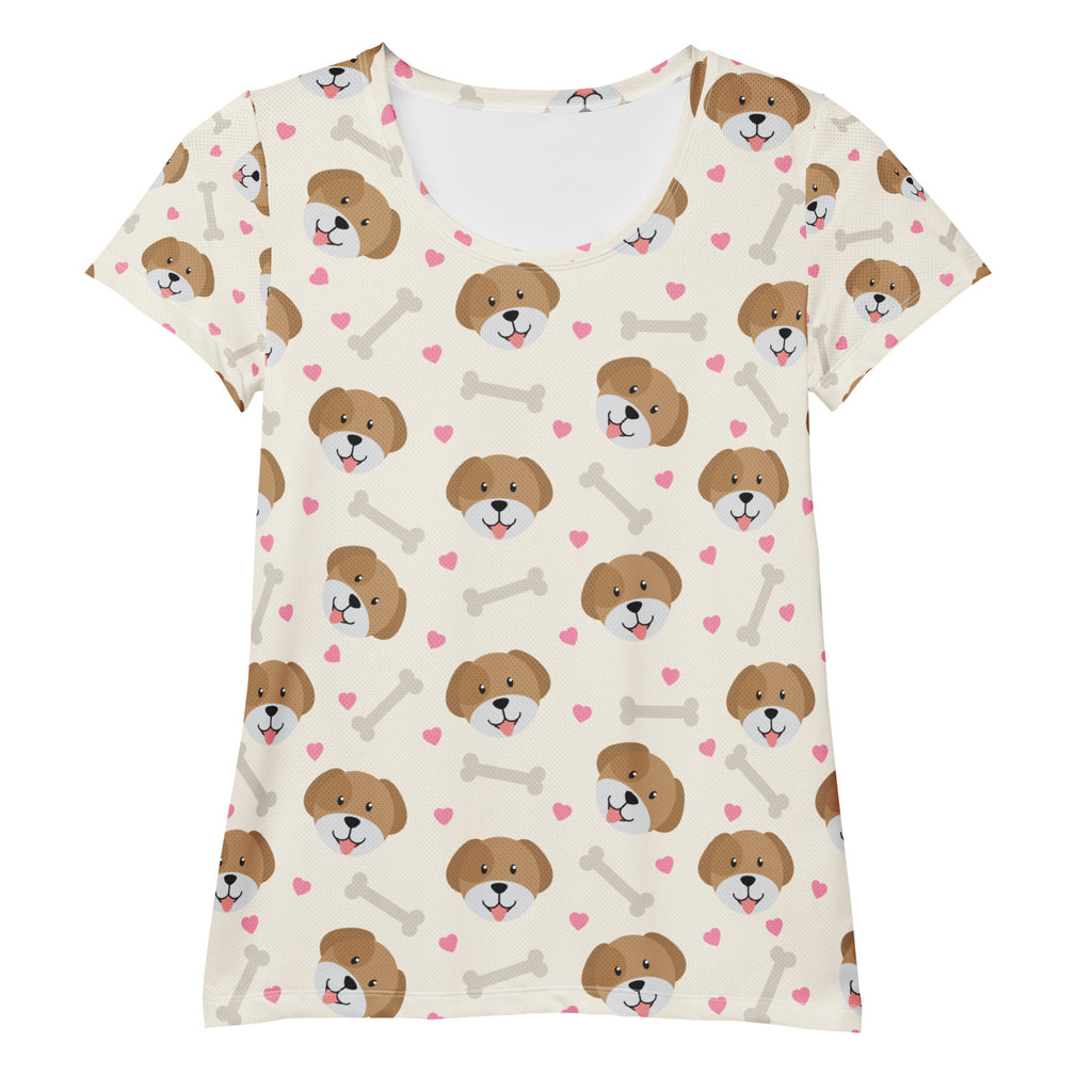 Women’s Cute Dog Athletic T-Shirt - Lightweight Moisture Wicking Workout Top With UPF 50+