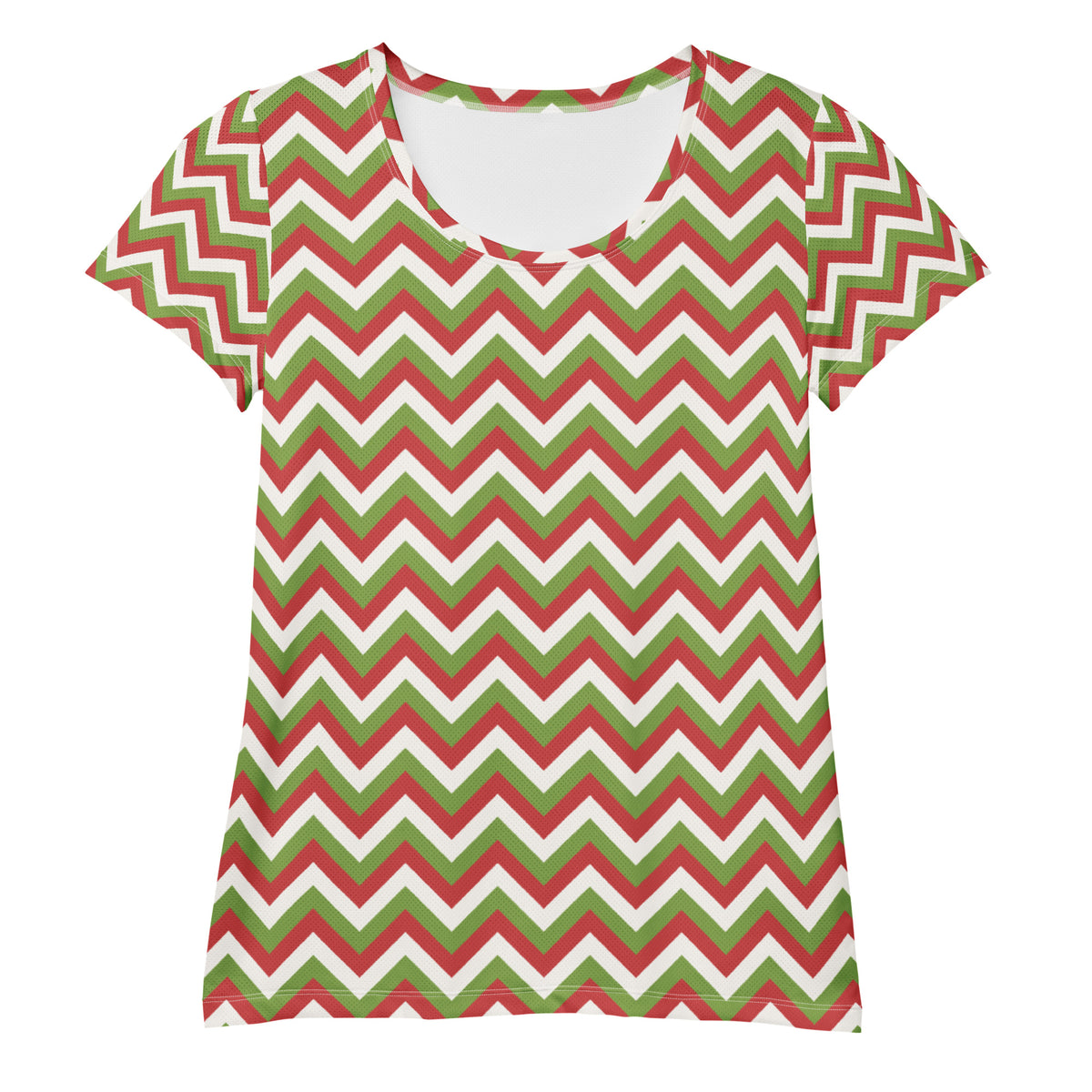Women’s Christmas Chevron Athletic T-Shirt - Lightweight Moisture Wicking Workout Top With UPF 50+