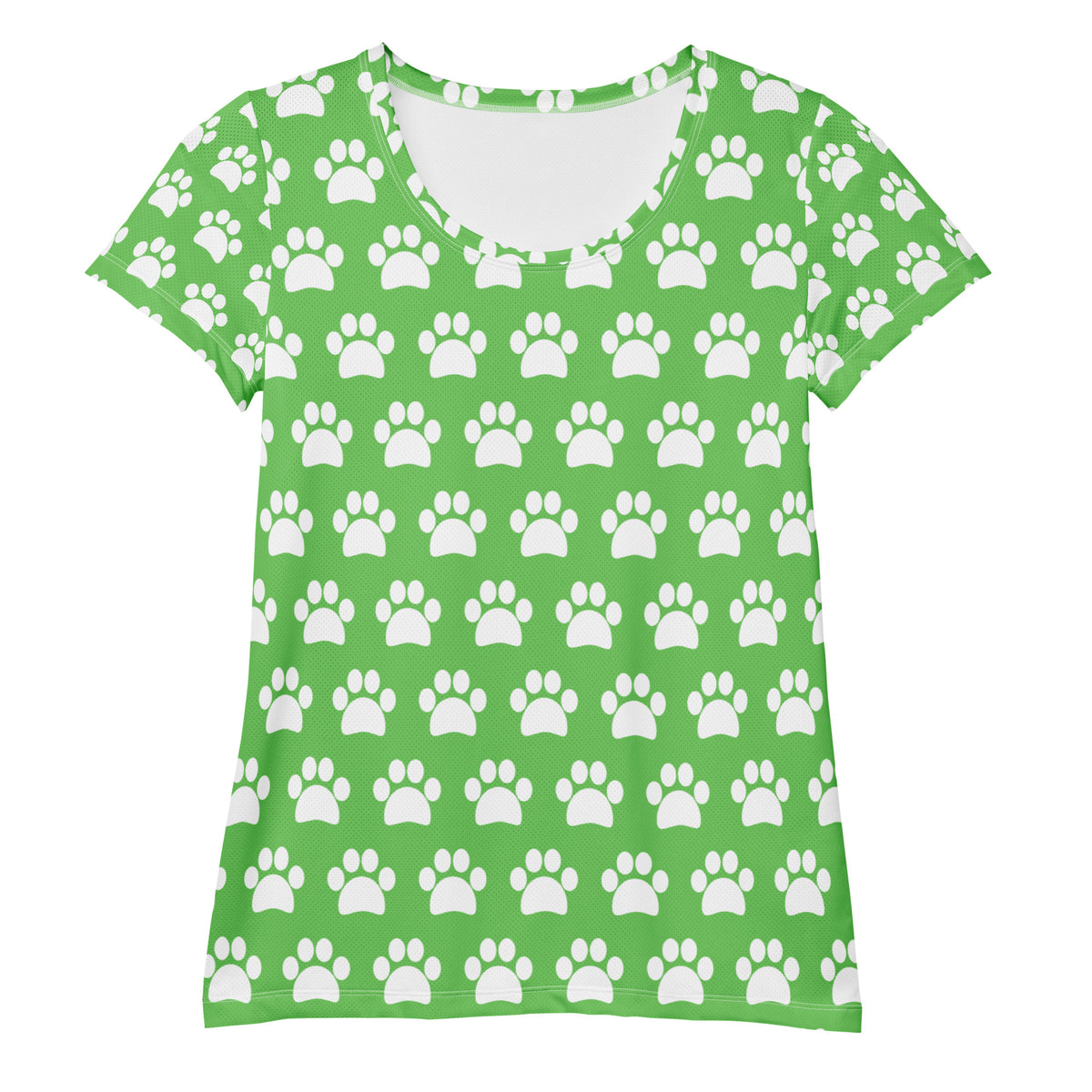 Women’s Green Paw Print Athletic T-Shirt - Lightweight Moisture Wicking Workout Top With UPF 50+