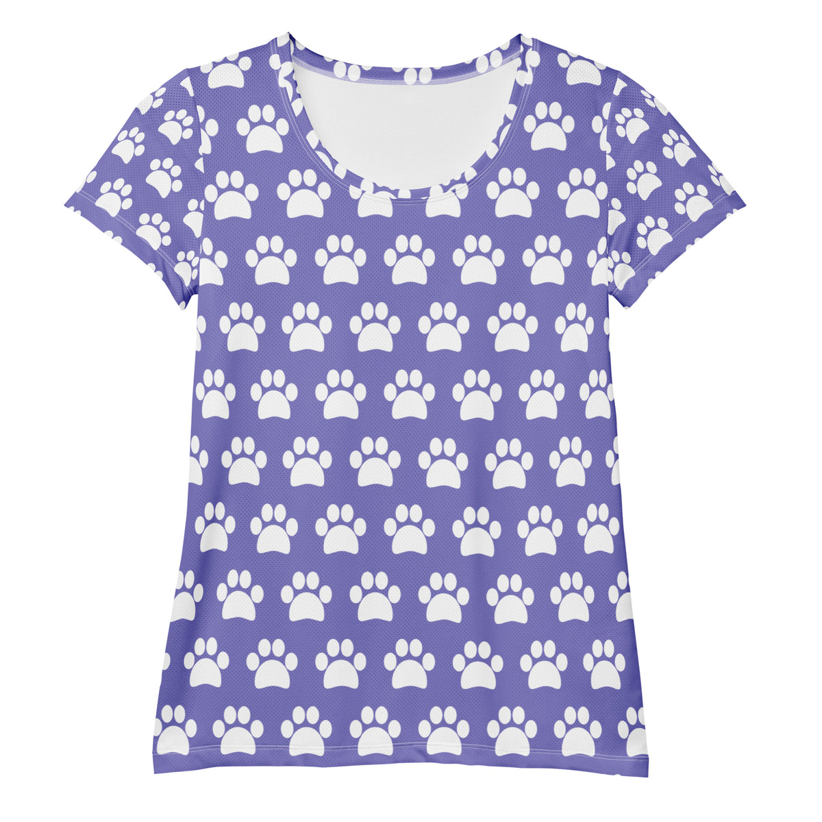 Women’s Lavender Purple Paw Print Athletic T-Shirt - Lightweight Moisture Wicking Workout Top With UPF 50+