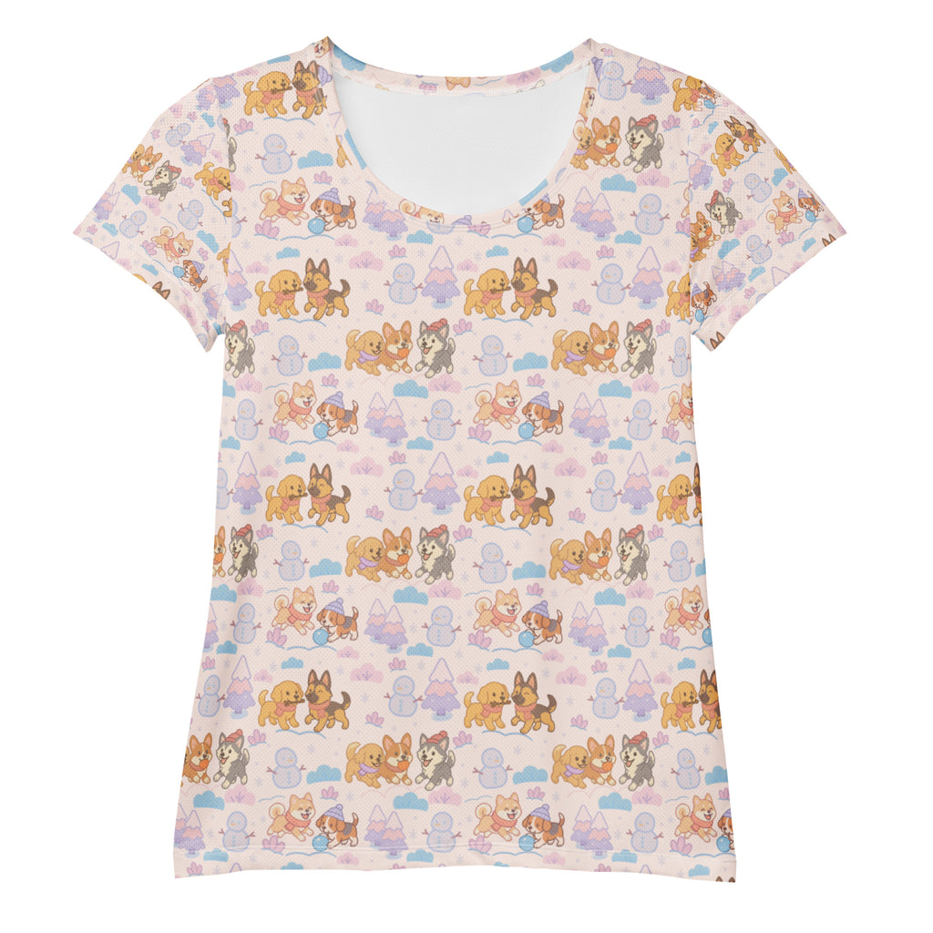 Women’s Winter Dogs Athletic T-Shirt - Lightweight Moisture Wicking Workout Top With UPF 50+