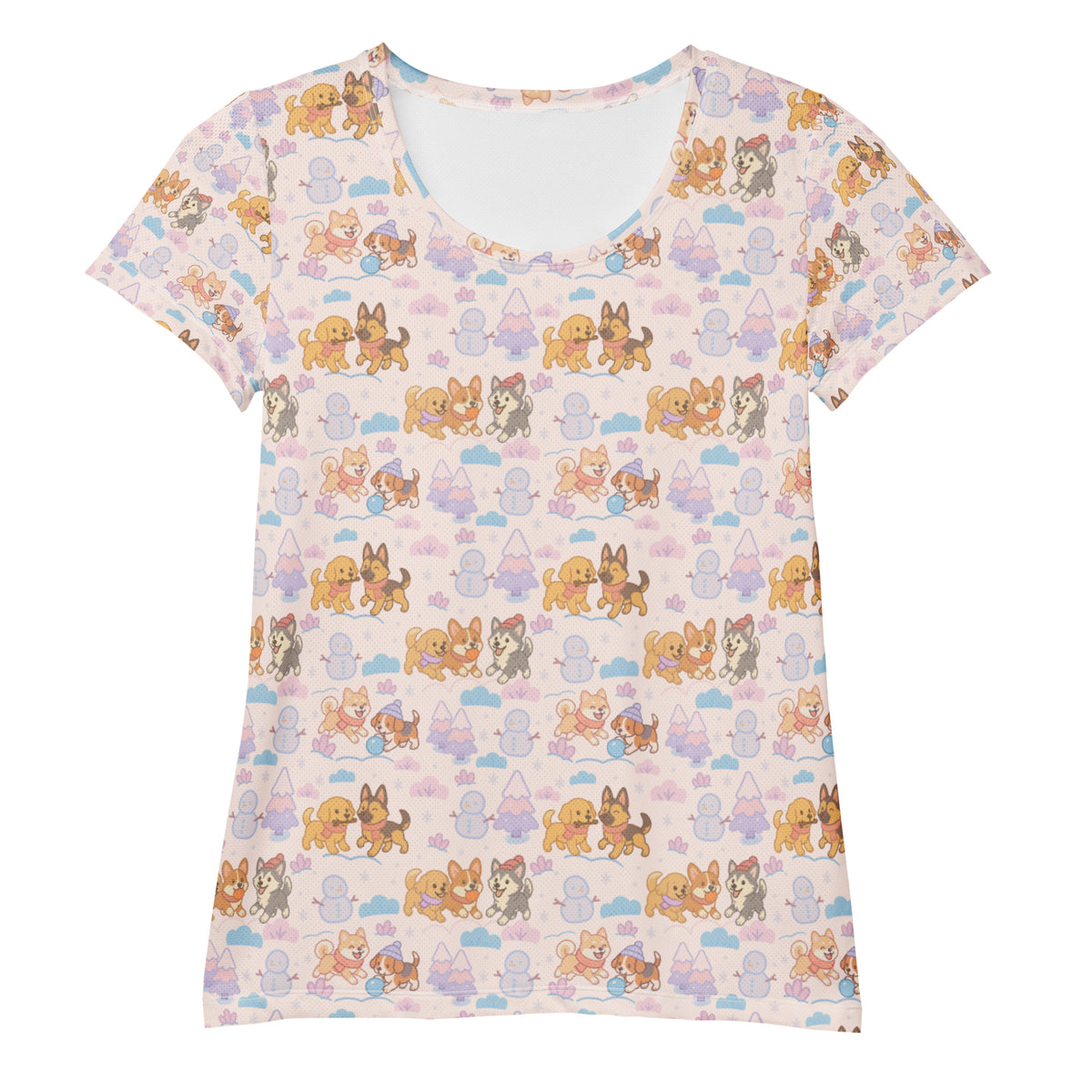 Women’s Winter Dogs Athletic T-Shirt - Lightweight Moisture Wicking Workout Top With UPF 50+