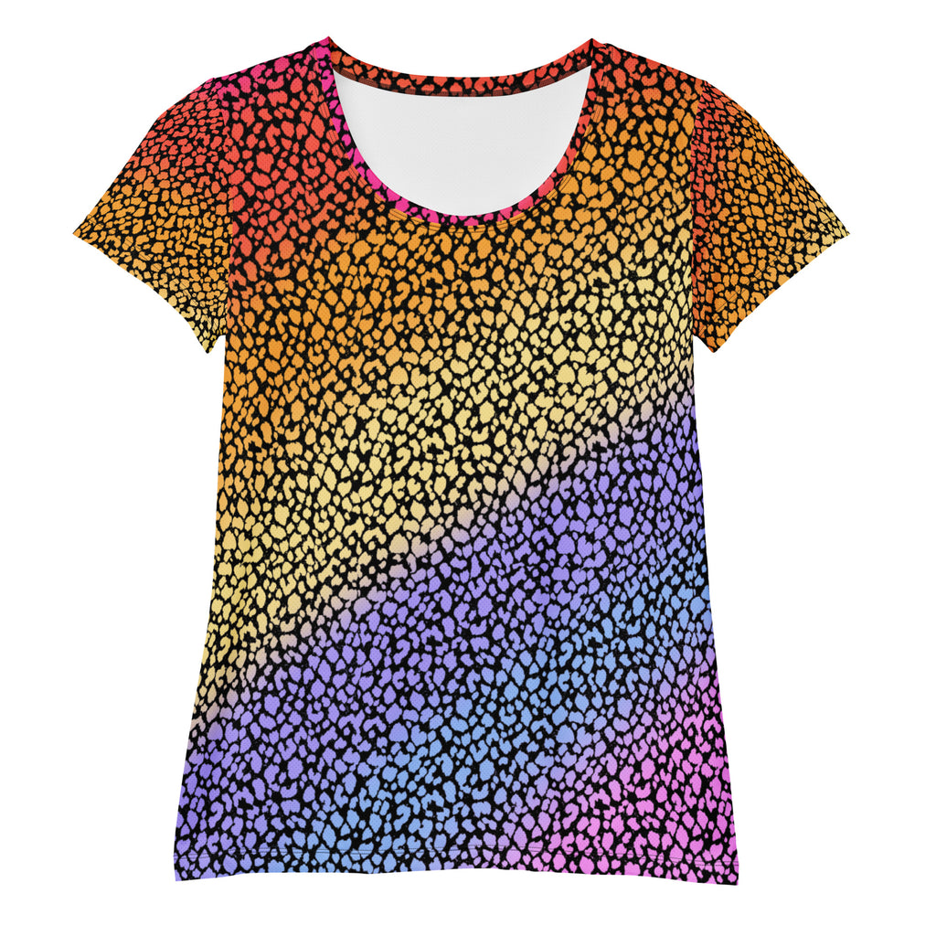 Women’s Colorful Leopard Athletic T-Shirt - Lightweight Moisture Wicking Workout Top With UPF 50+