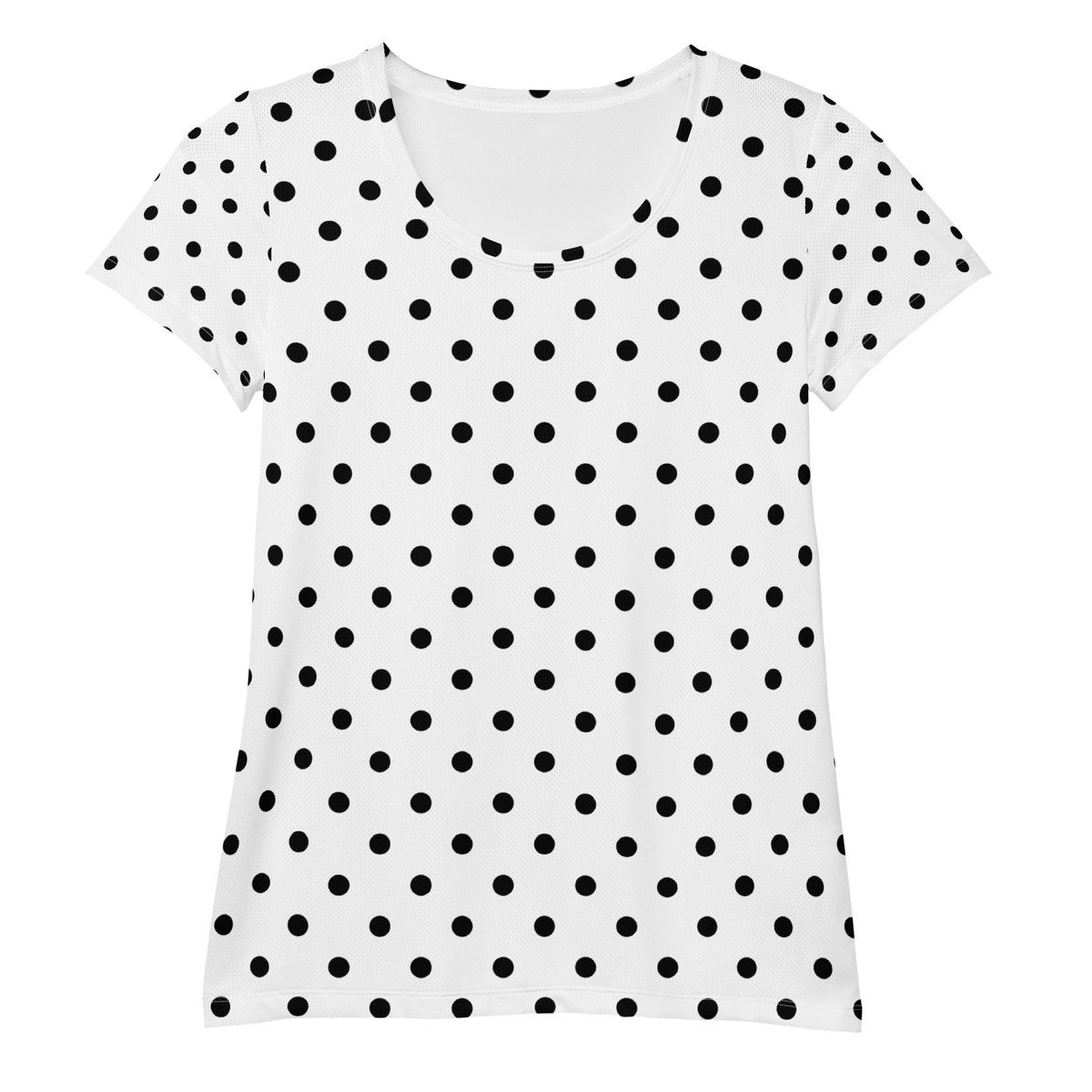 Women’s White Polka Dot Athletic T-Shirt - Lightweight Moisture Wicking Workout Top With UPF 50+