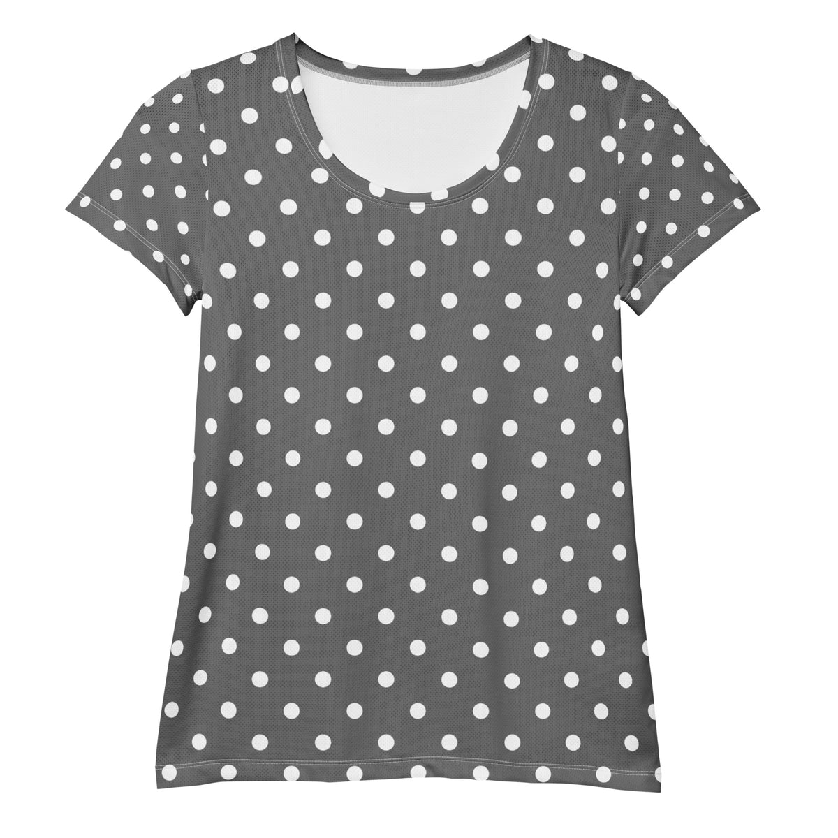 Women’s Gray Polka Dot Athletic T-Shirt - Lightweight Moisture Wicking Workout Top With UPF 50+