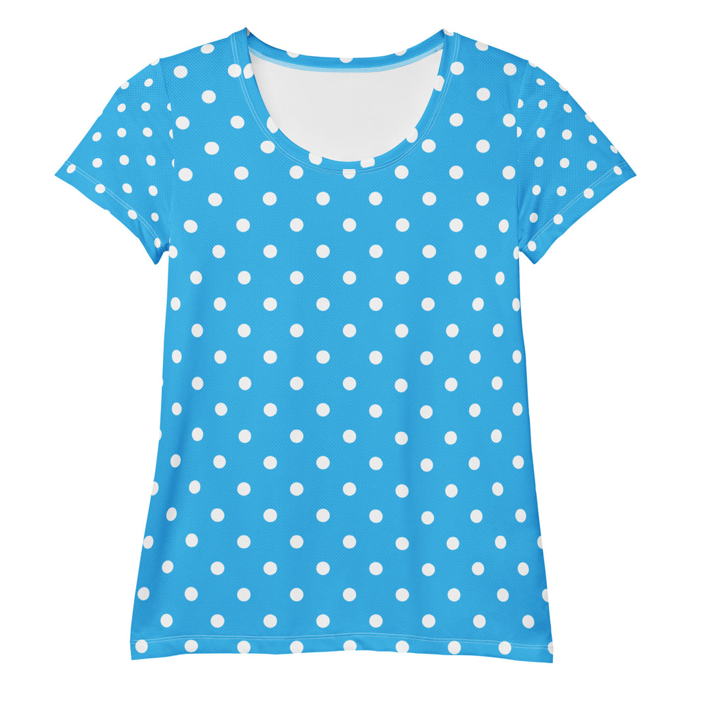 Women’s Light Blue Polka Dot Athletic T-Shirt - Lightweight Moisture Wicking Workout Top With UPF 50+