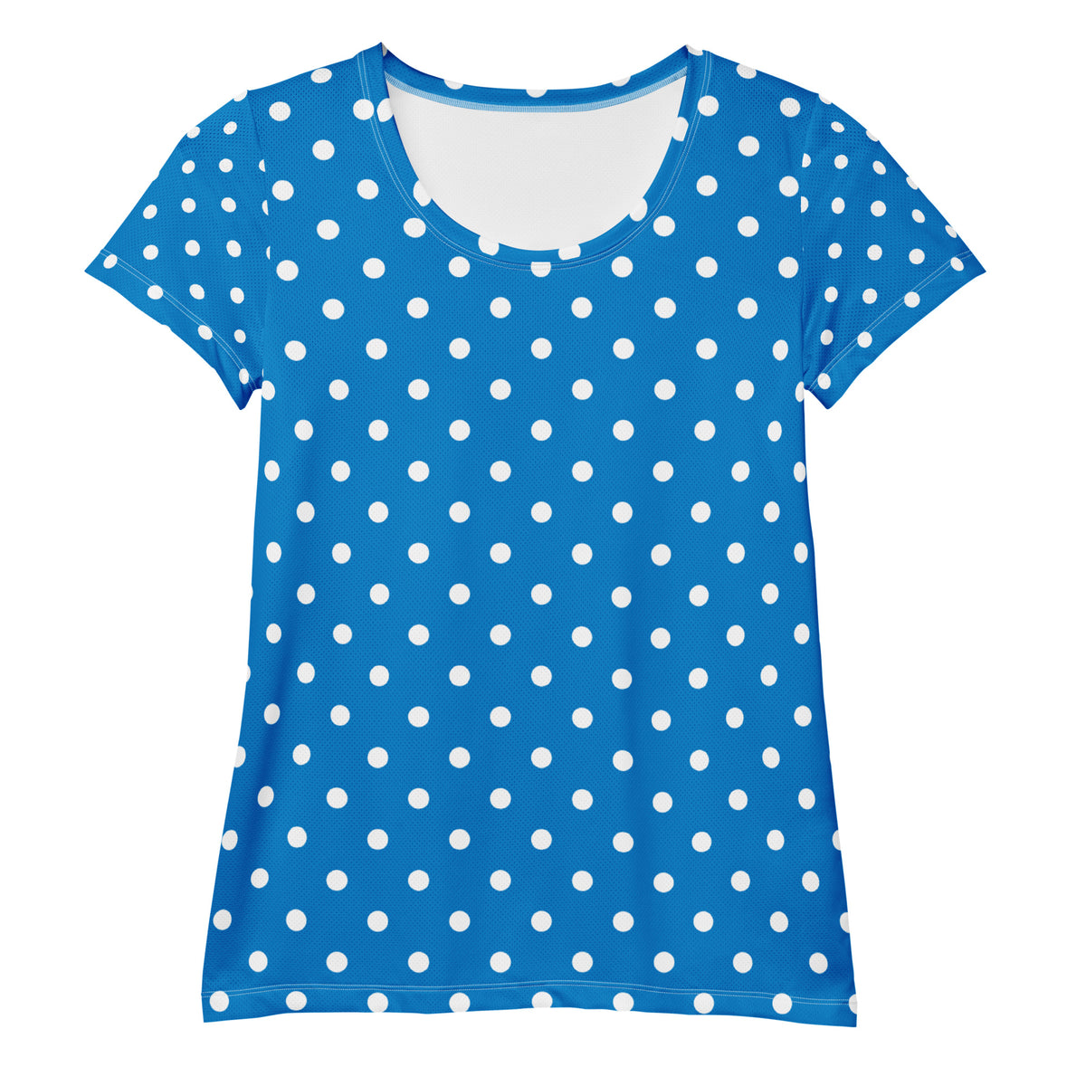 Women’s Royal Blue Polka Dot Athletic T-Shirt - Lightweight Moisture Wicking Workout Top With UPF 50+