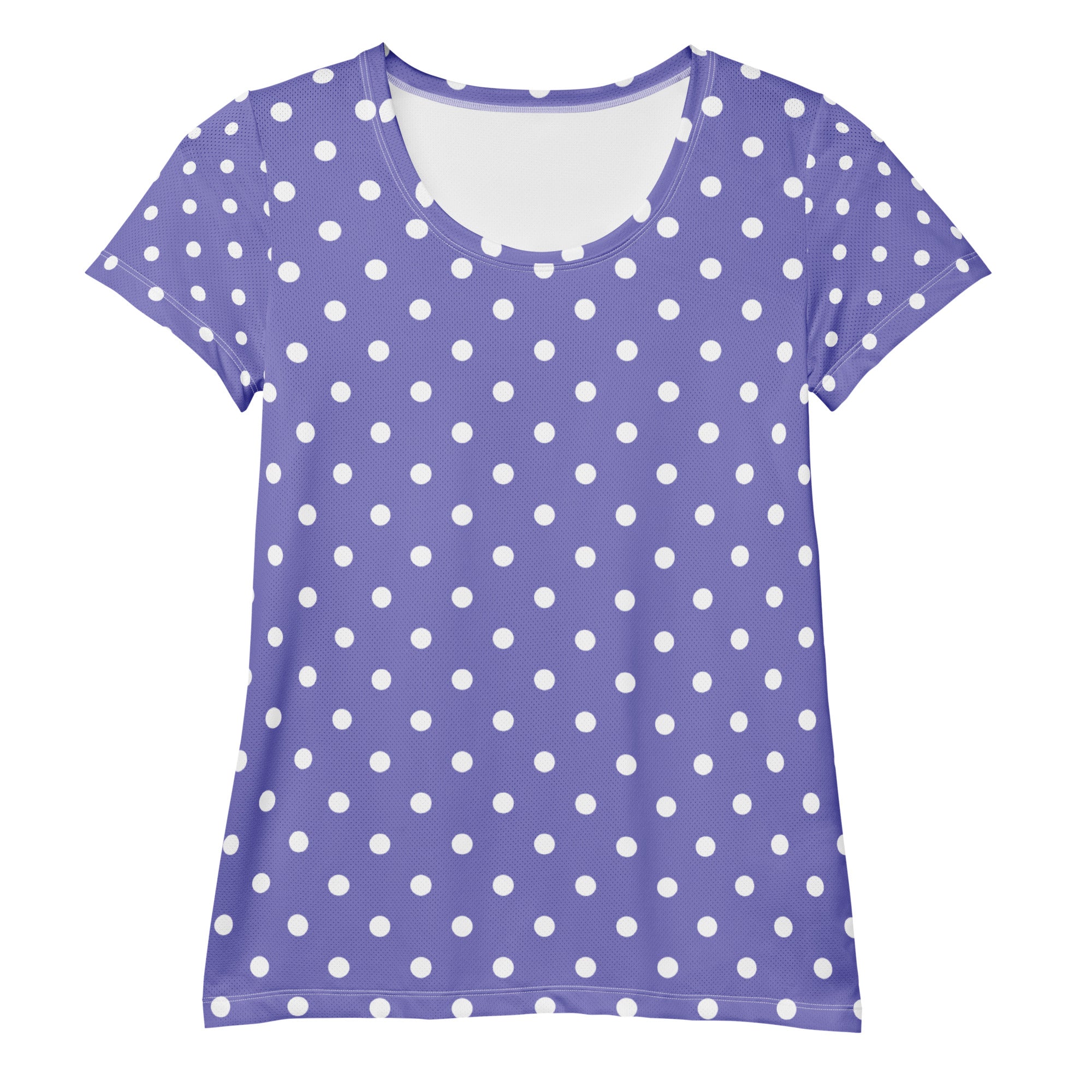 Women’s Lavender Purple Polka Dot Athletic T-Shirt - Lightweight Moisture Wicking Workout Top With UPF 50+