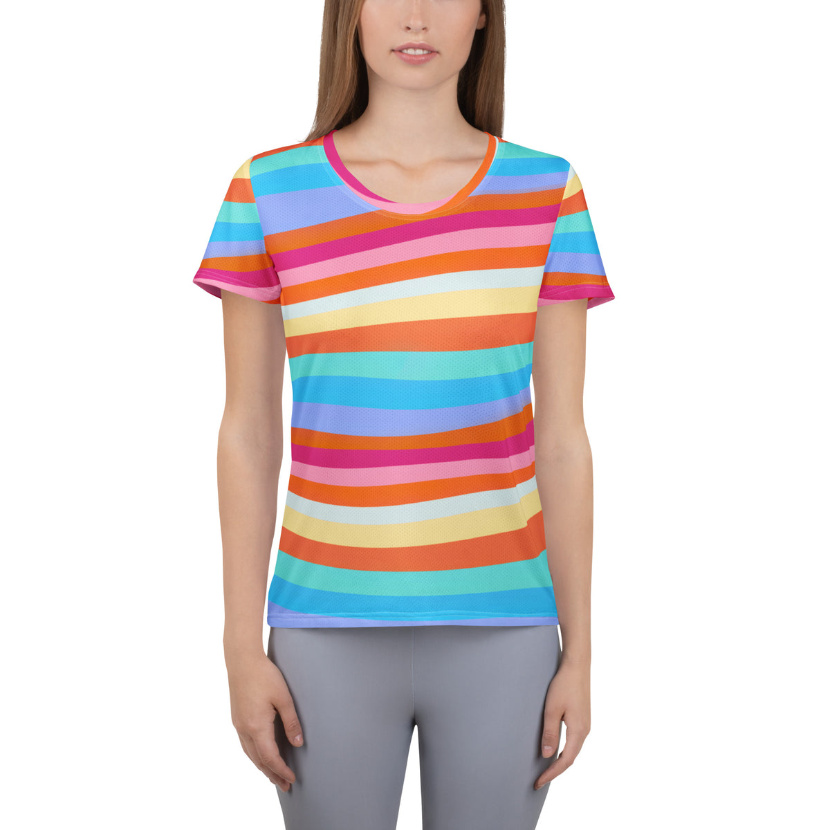 Women’s Colorful Wavy Sand Athletic T-Shirt - Lightweight Moisture Wicking Workout Top With UPF 50+