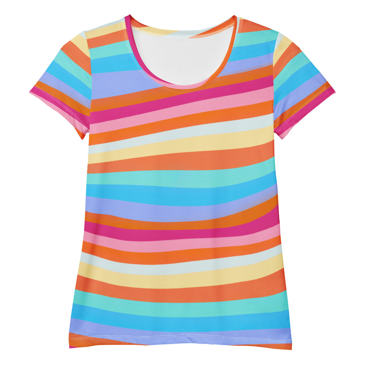 Women’s Colorful Wavy Sand Athletic T-Shirt - Lightweight Moisture Wicking Workout Top With UPF 50+