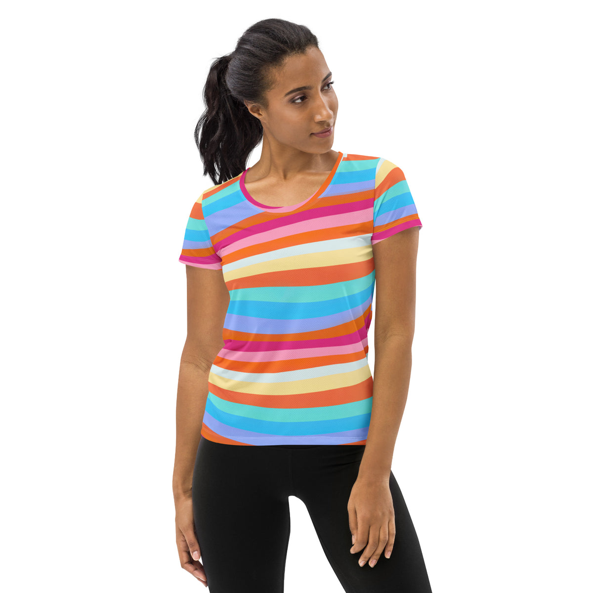Women’s Colorful Wavy Sand Athletic T-Shirt - Lightweight Moisture Wicking Workout Top With UPF 50+