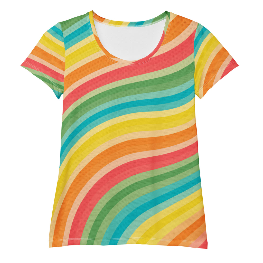 Women’s Beach Sunset Wave Athletic T-Shirt - Lightweight Moisture Wicking Workout Top With UPF 50+