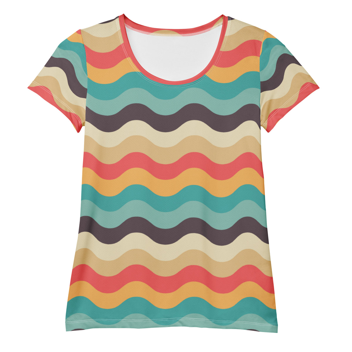 Women’s Retro Wavy Sand Athletic T-Shirt - Lightweight Moisture Wicking Workout Top With UPF 50+