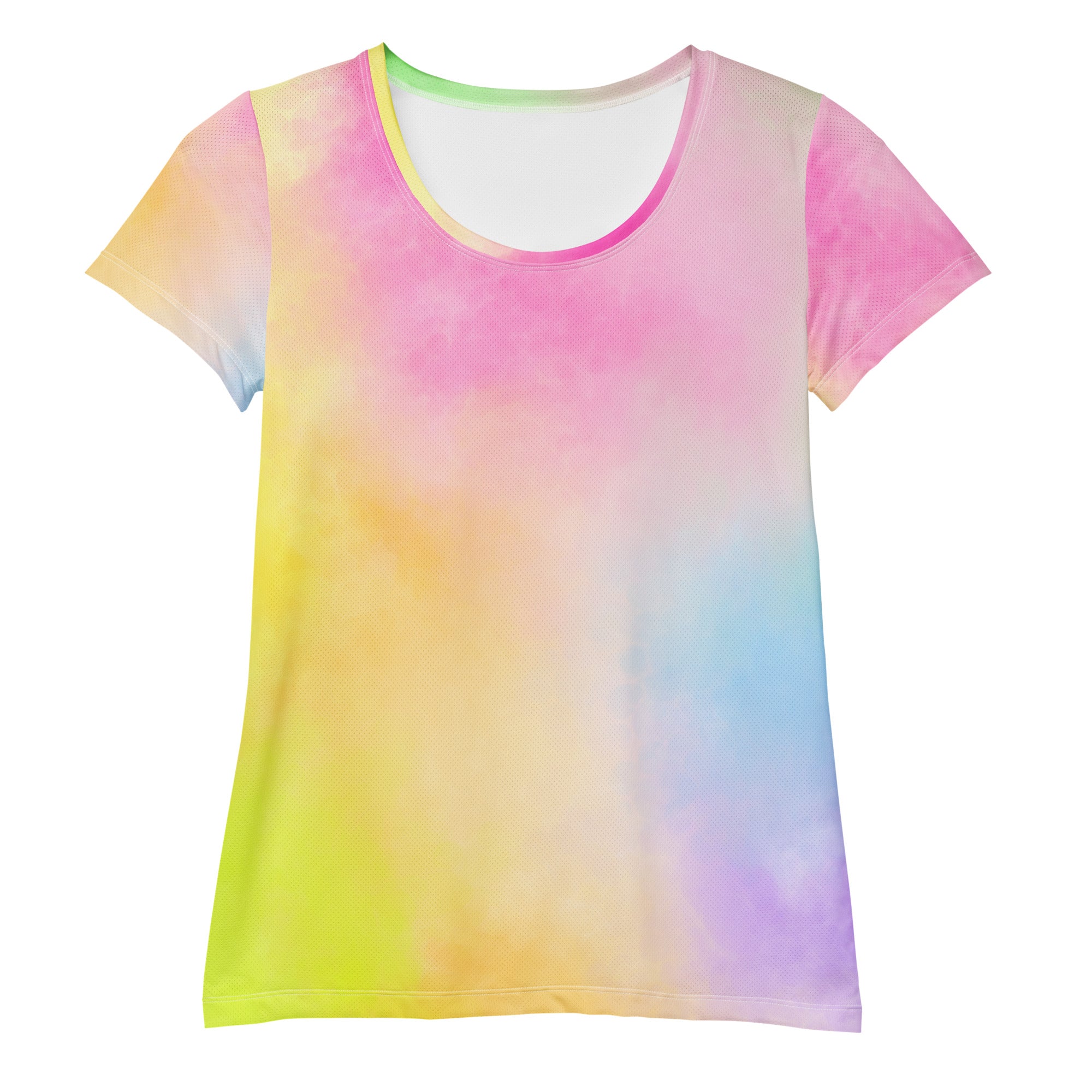 Women’s Colorful Pastel Tie Dye Athletic T-Shirt - Lightweight Moisture Wicking Workout Top With UPF 50+