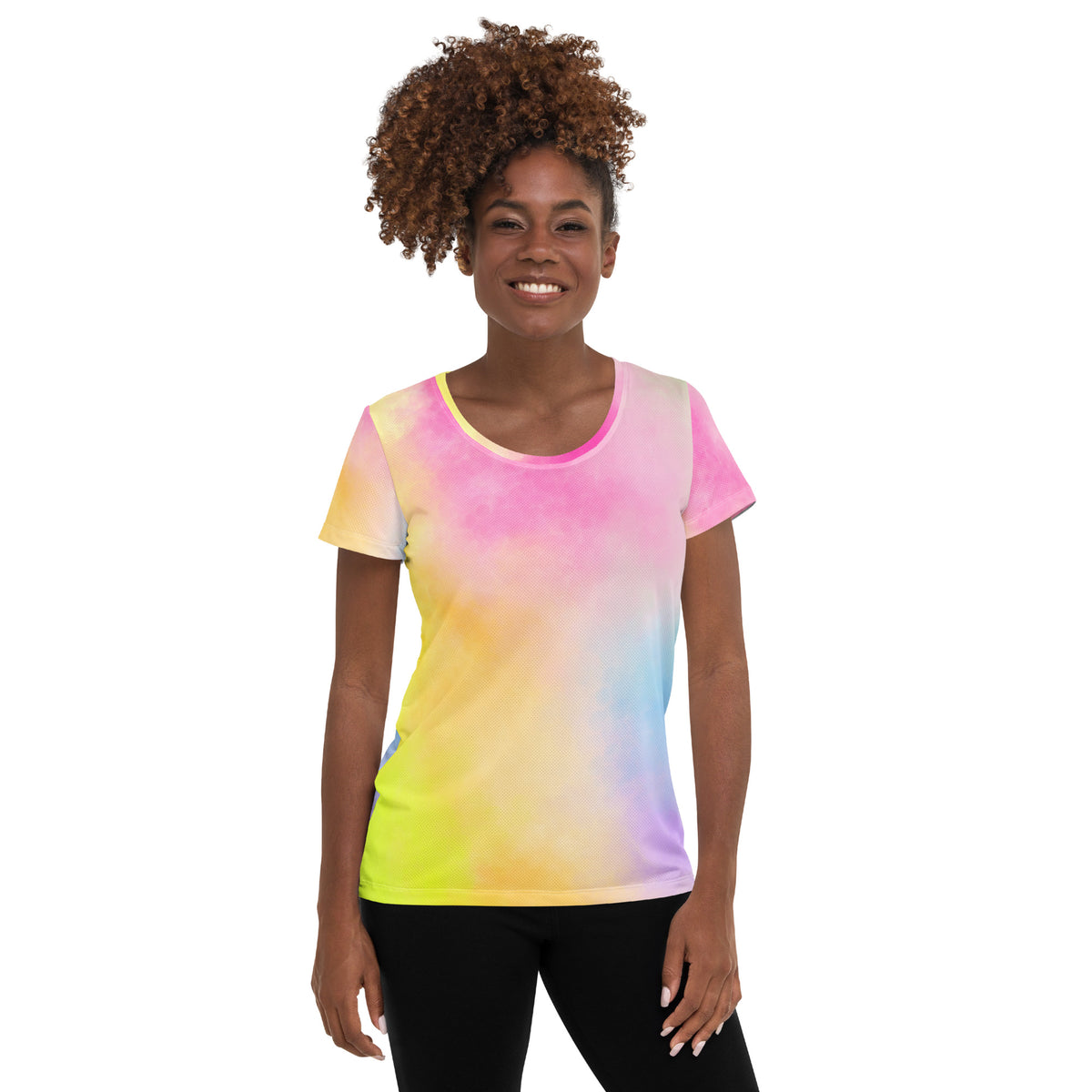 Women’s Colorful Pastel Tie Dye Athletic T-Shirt - Lightweight Moisture Wicking Workout Top With UPF 50+
