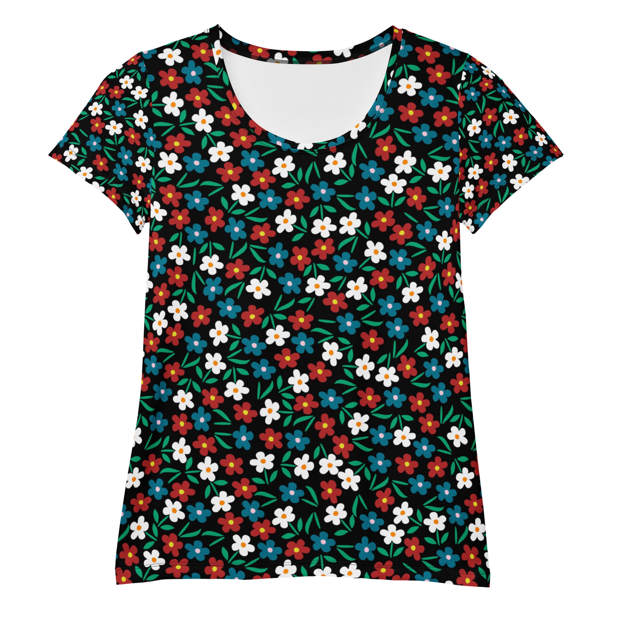Women’s Colorful Wildflower Athletic T-Shirt - Lightweight Moisture Wicking Workout Top With UPF 50+
