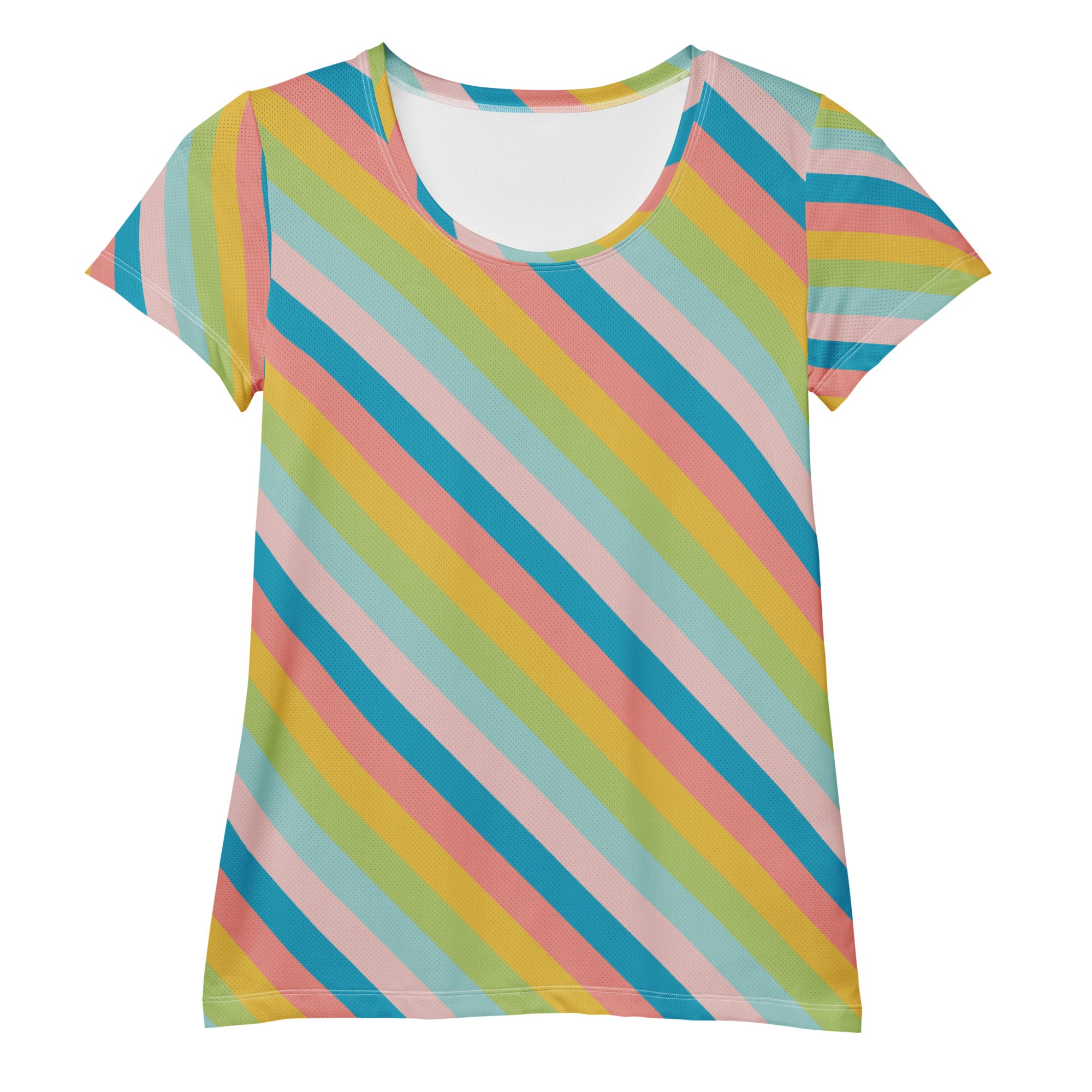 Women’s Colorful Diagonal Athletic T-Shirt - Lightweight Moisture Wicking Workout Top With UPF 50+