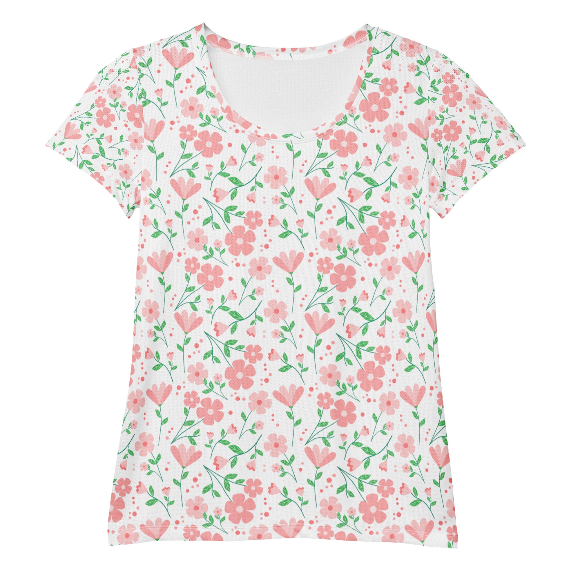 Women’s Spring Flower Athletic T-Shirt - Lightweight Moisture Wicking Workout Top With UPF 50+