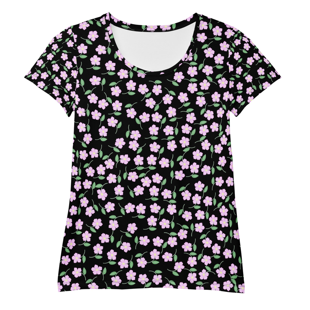 Women’s Ditsy Flower Athletic T-Shirt - Lightweight Moisture Wicking Workout Top With UPF 50+