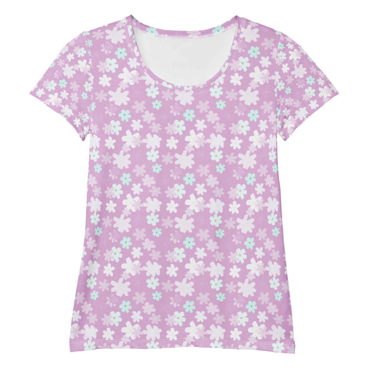 Women’s Lavender Floral Athletic T-Shirt - Lightweight Moisture Wicking Workout Top With UPF 50+