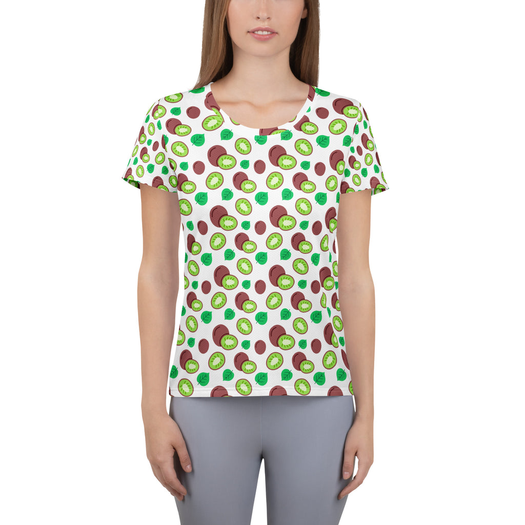 Women’s Kiwi Fruit Athletic T-Shirt - Lightweight Moisture Wicking Workout Top With UPF 50+