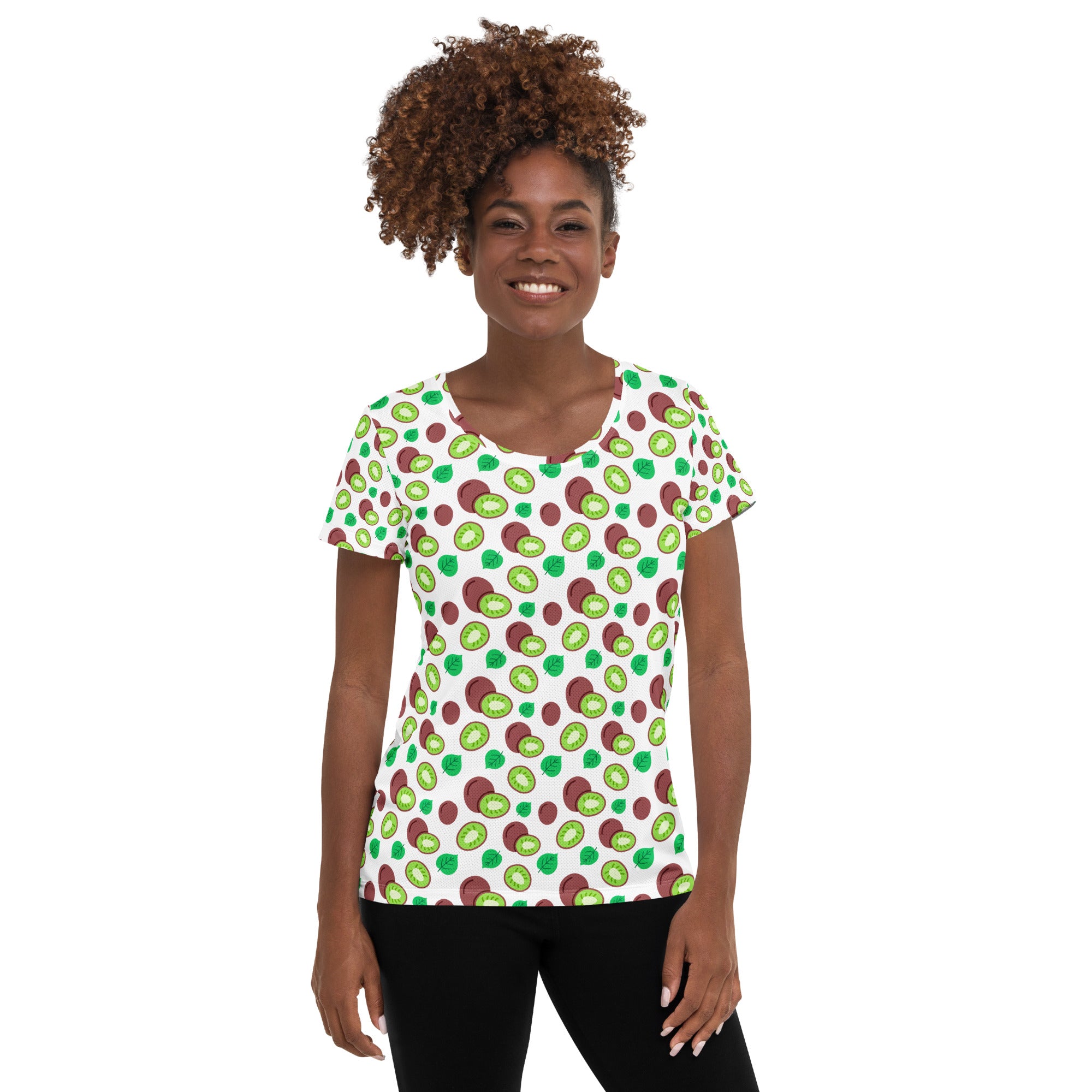 Women’s Kiwi Fruit Athletic T-Shirt - Lightweight Moisture Wicking Workout Top With UPF 50+