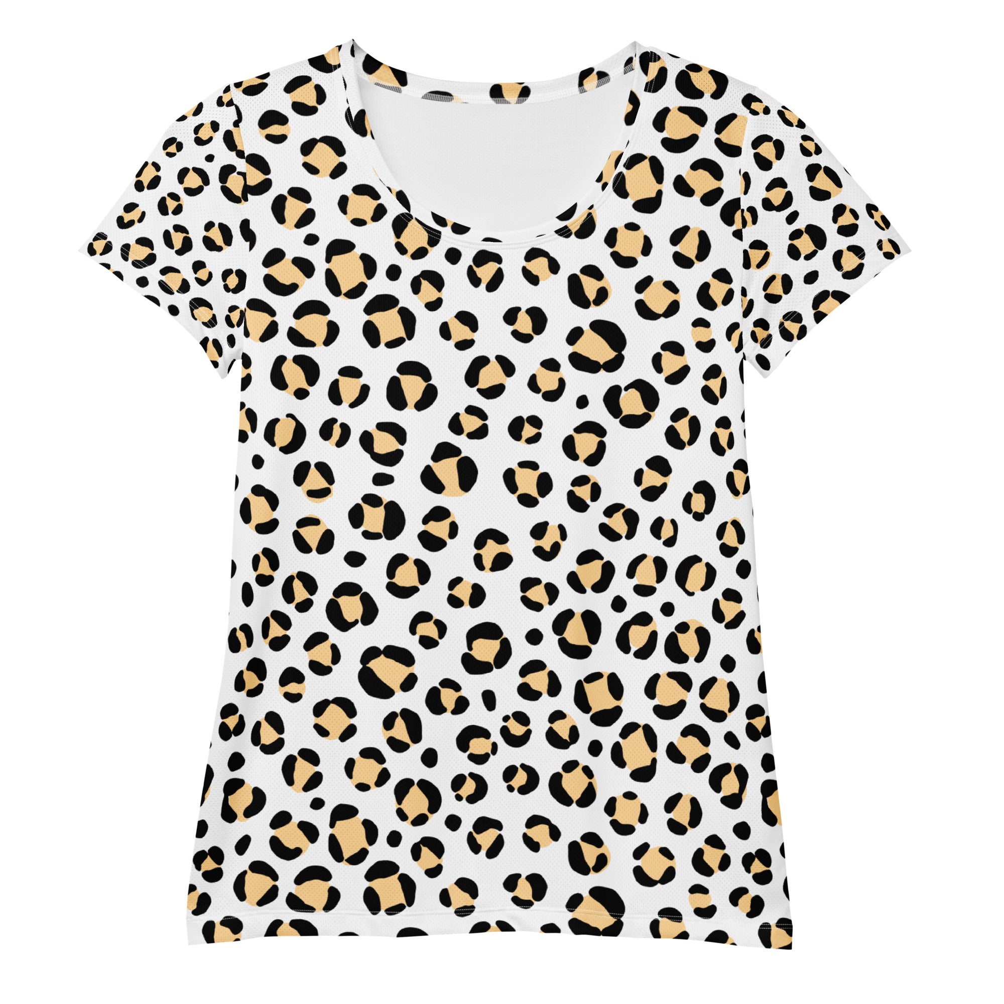 Women’s Yellow Leopard Print Athletic T-Shirt - Lightweight Moisture Wicking Workout Top With UPF 50+