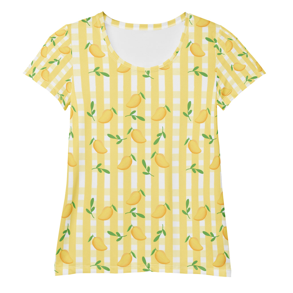Women’s Mango Gingham Athletic T-Shirt - Lightweight Moisture Wicking Workout Top With UPF 50+