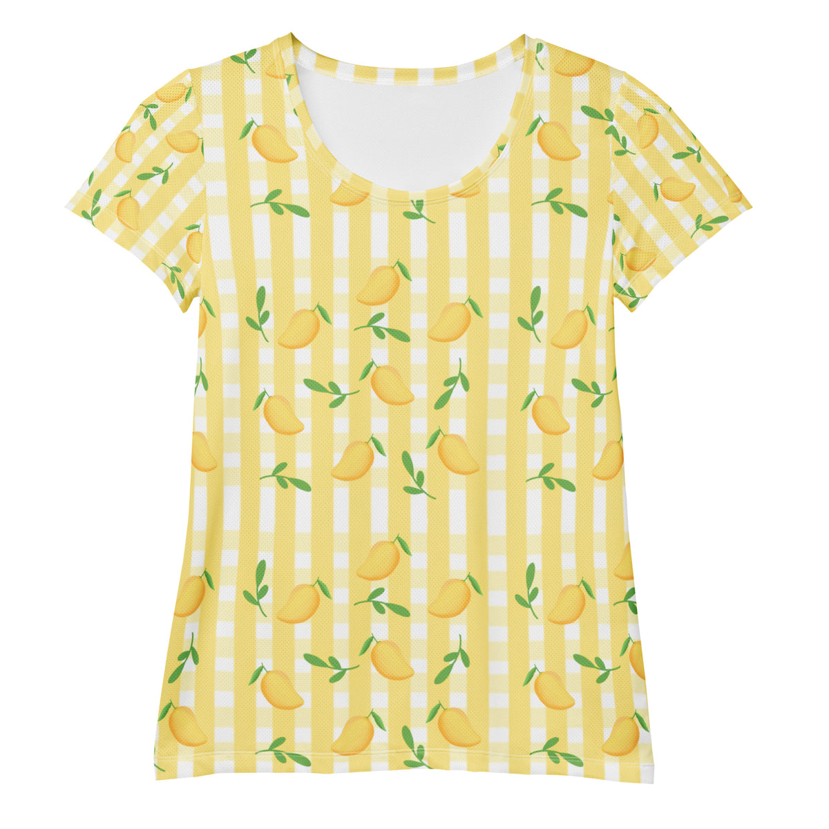 Women’s Mango Gingham Athletic T-Shirt - Lightweight Moisture Wicking Workout Top With UPF 50+