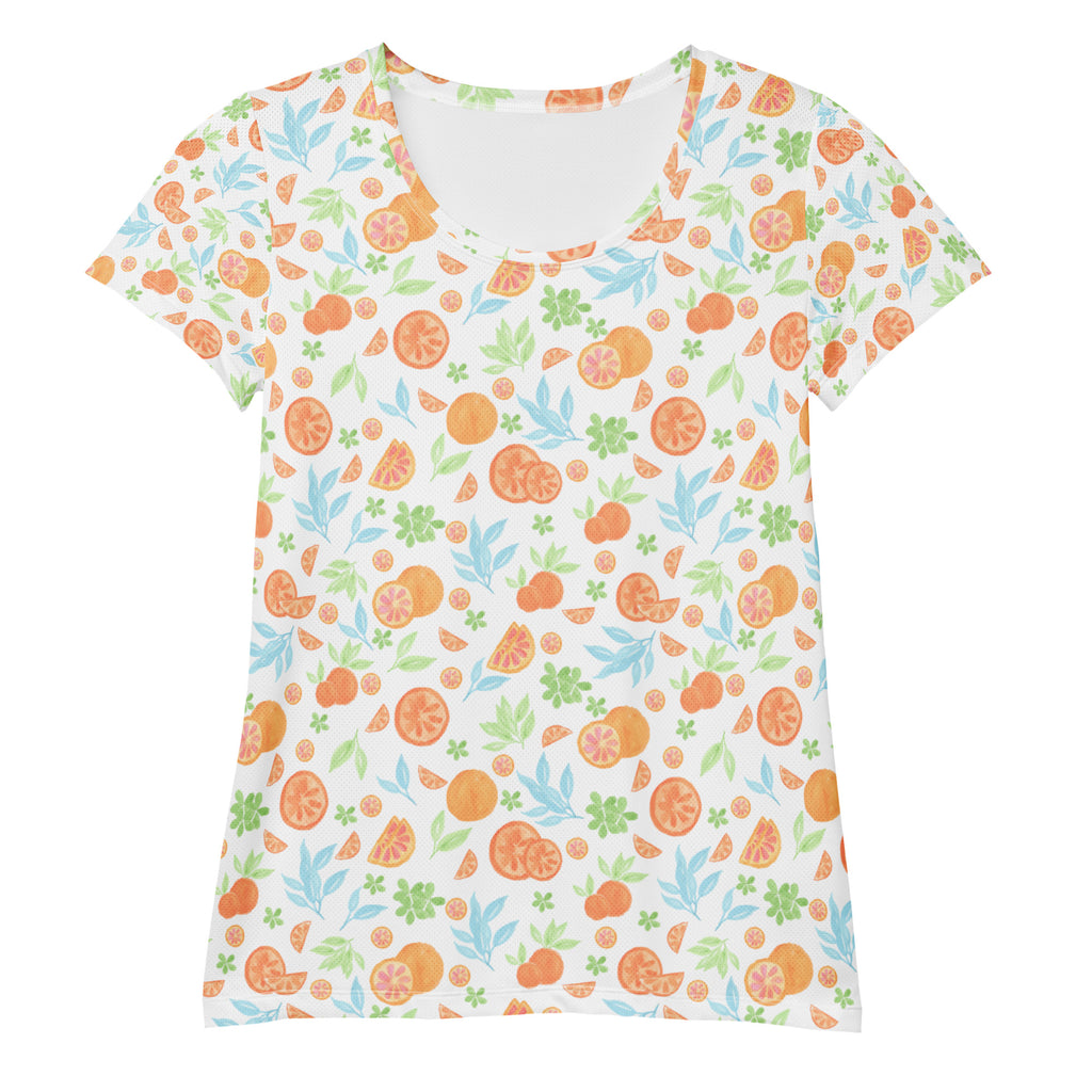 Women’s Orange Citrus Athletic T-Shirt - Lightweight Moisture Wicking Workout Top With UPF 50+