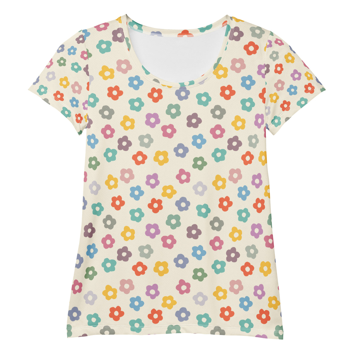 Women’s Colorful Daisy Athletic T-Shirt - Lightweight Moisture Wicking Workout Top With UPF 50+