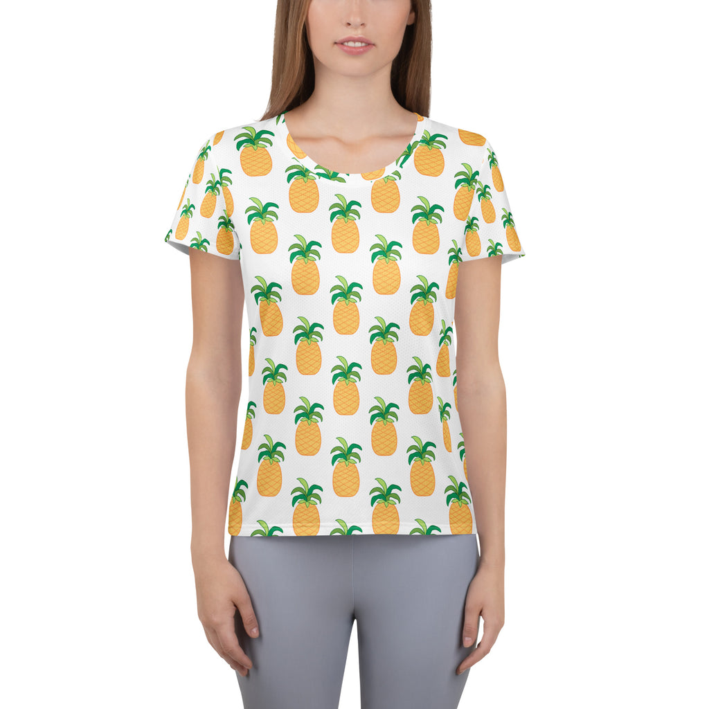 Women’s Pineapple Athletic T-Shirt - Lightweight Moisture Wicking Workout Top With UPF 50+