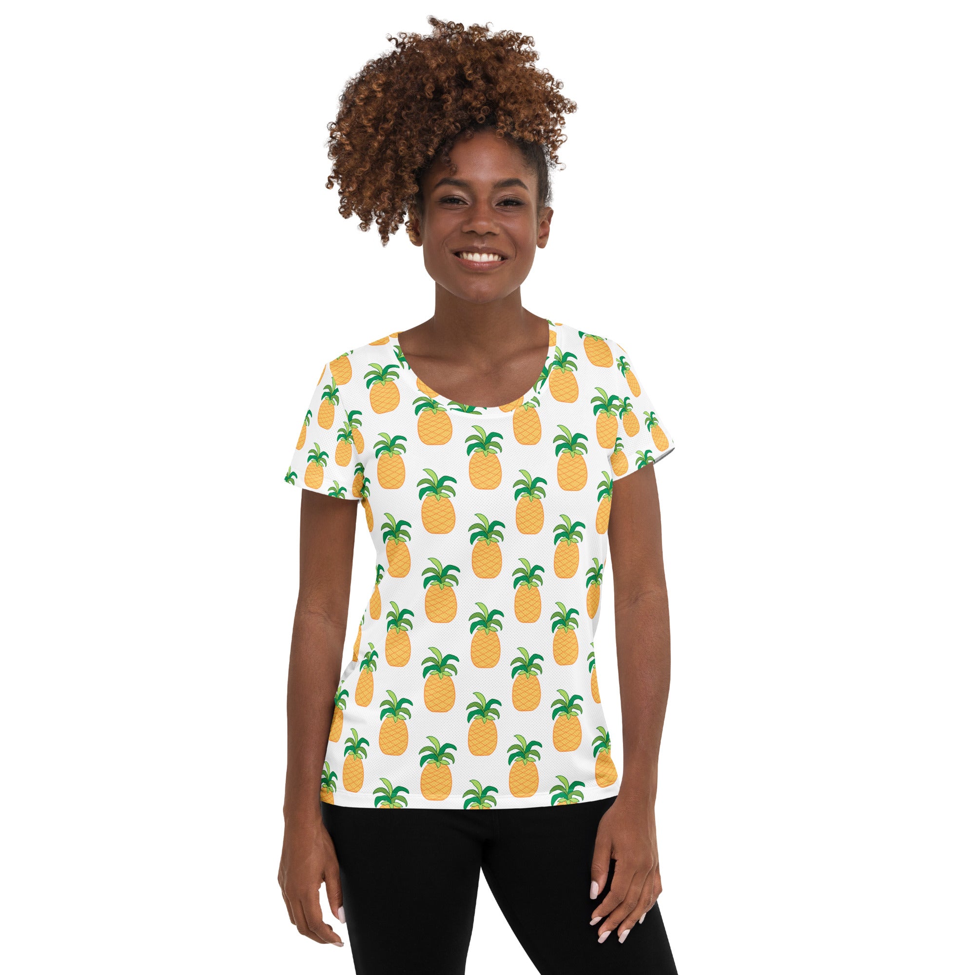 Women’s Pineapple Athletic T-Shirt - Lightweight Moisture Wicking Workout Top With UPF 50+