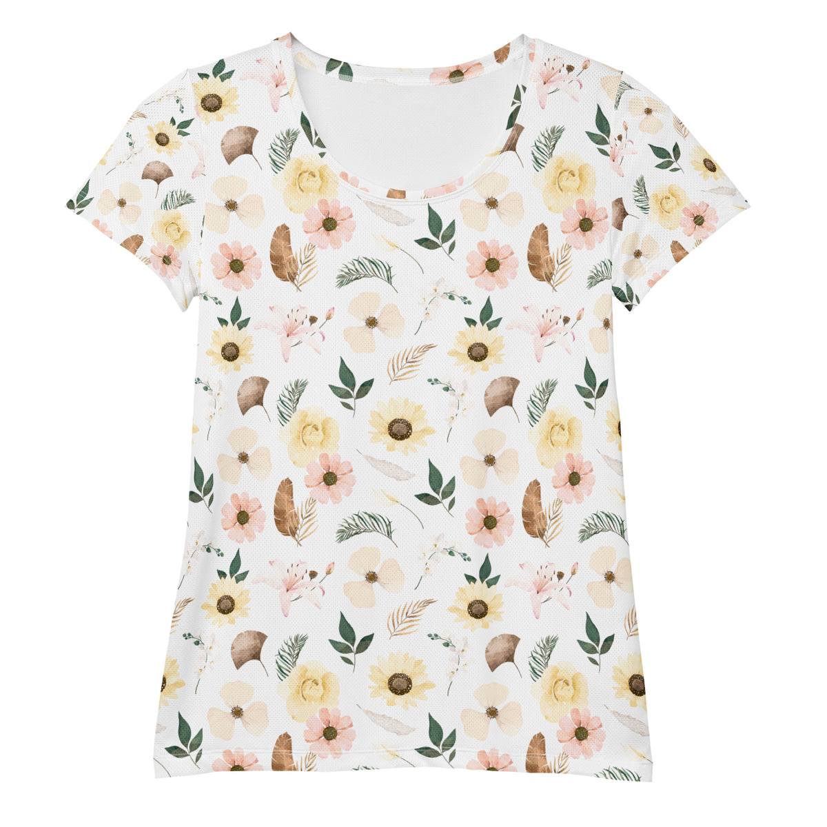 Women’s Soft Boho Wildflower Athletic T-Shirt - Lightweight Moisture Wicking Workout Top With UPF 50+