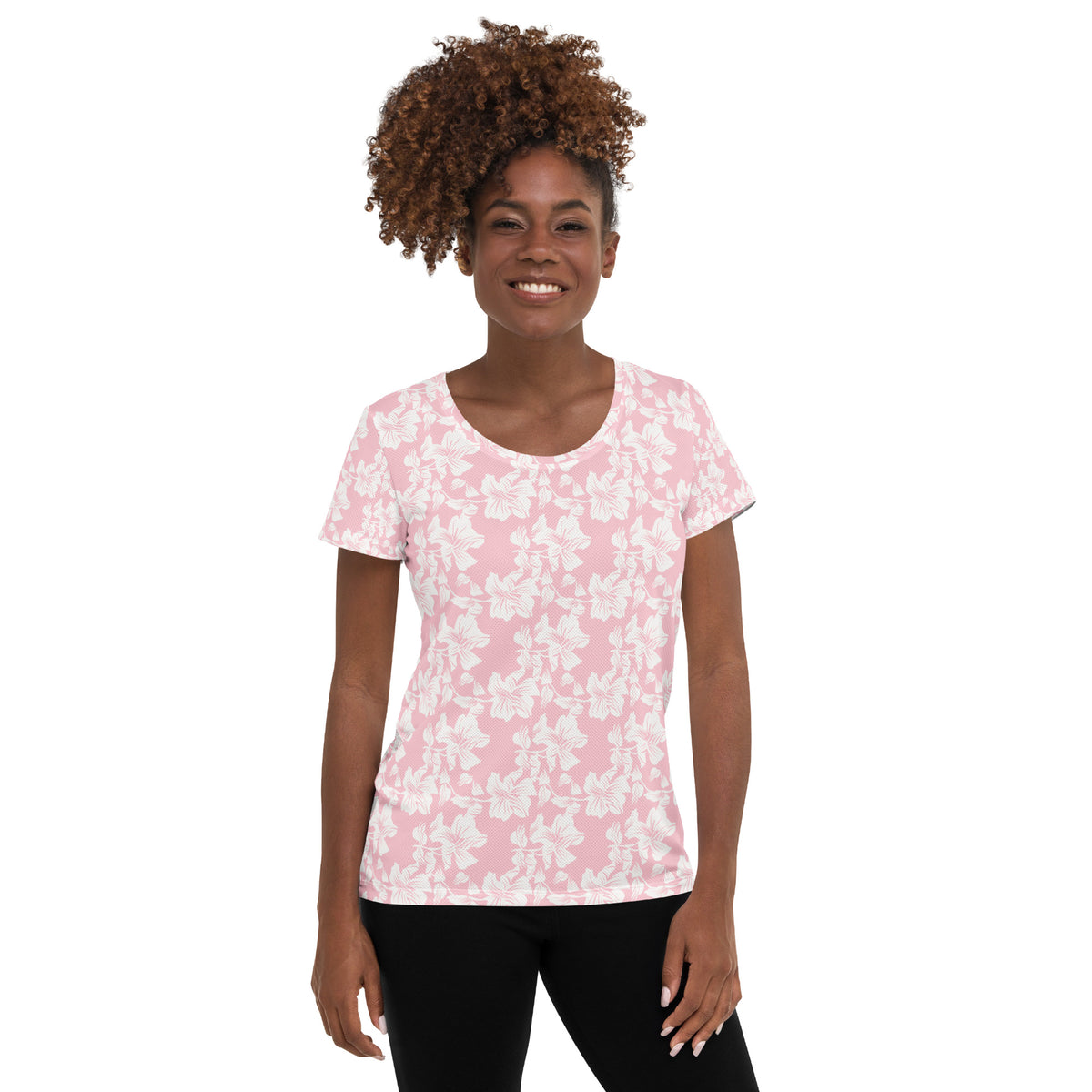 Women’s Pink Lily Athletic T-Shirt - Lightweight Moisture Wicking Workout Top With UPF 50+