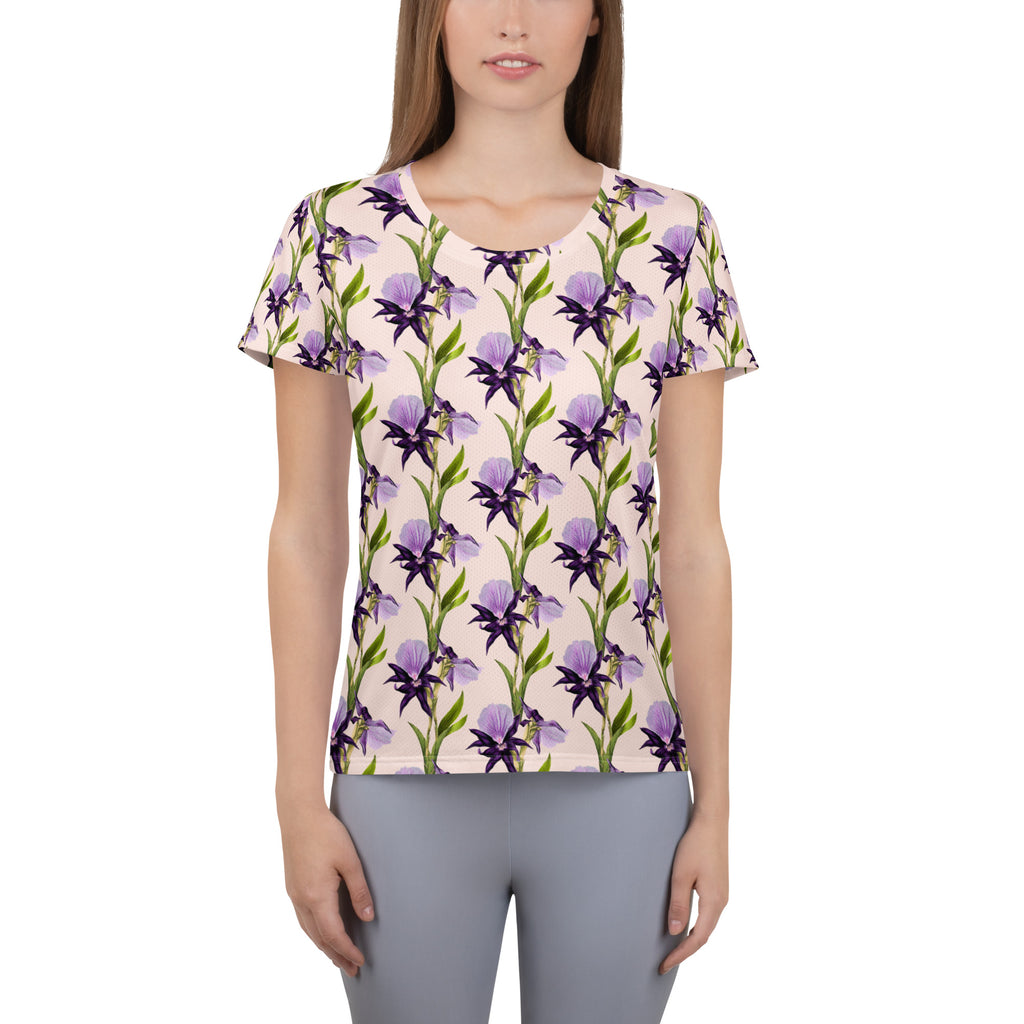 Women’s Purple Iris Athletic T-Shirt - Lightweight Moisture Wicking Workout Top With UPF 50+