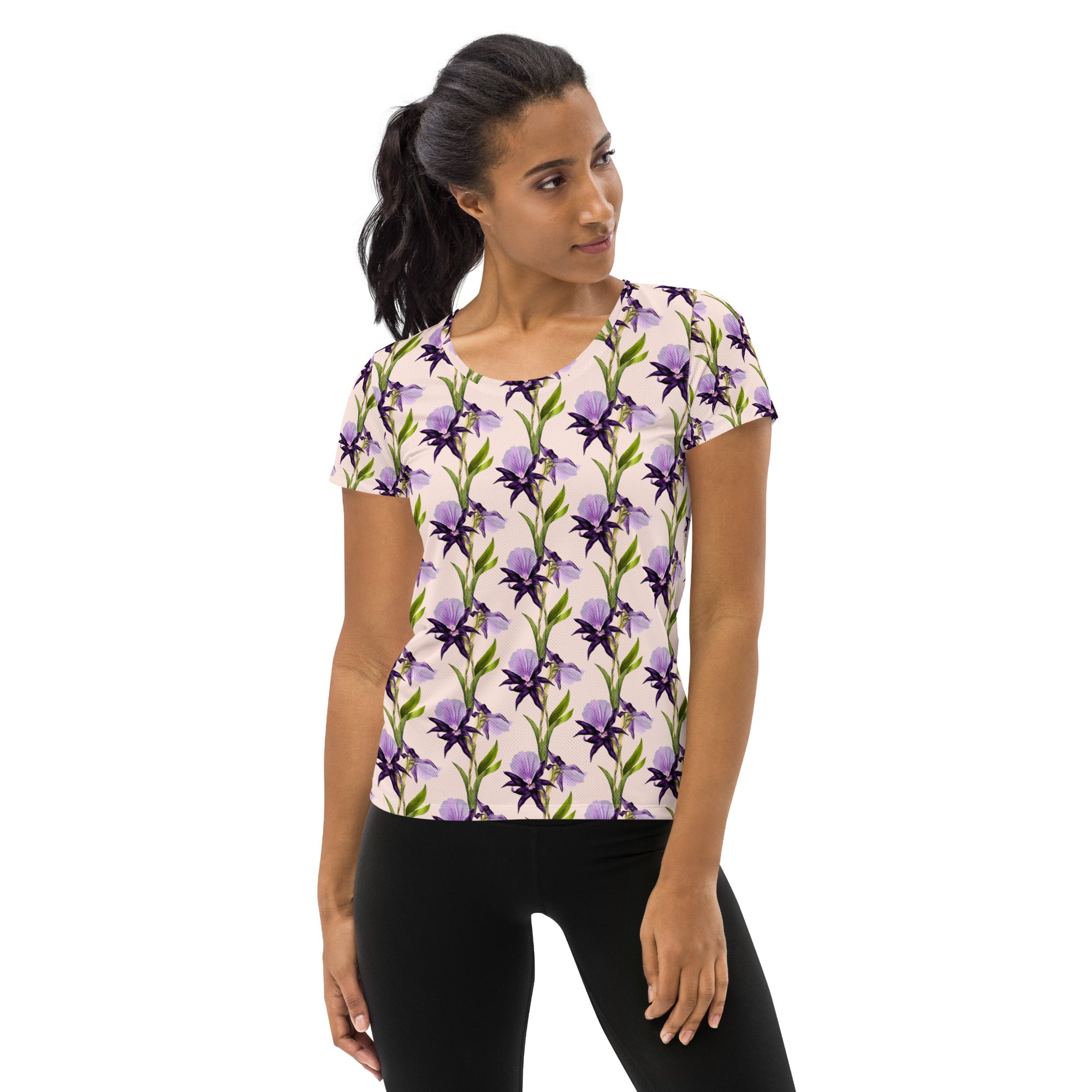 Women’s Purple Iris Athletic T-Shirt - Lightweight Moisture Wicking Workout Top With UPF 50+