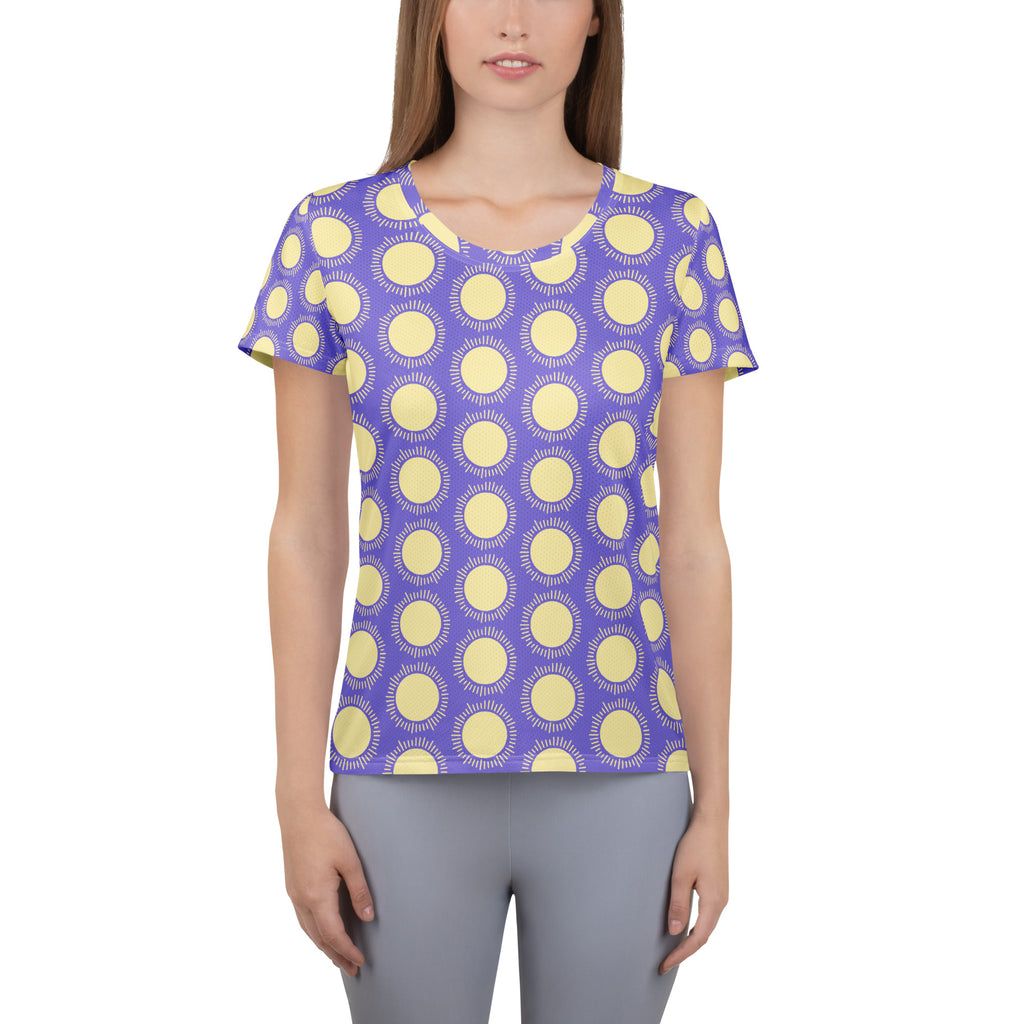 Women’s Purple Sun Athletic T-Shirt - Lightweight Moisture Wicking Workout Top With UPF 50+