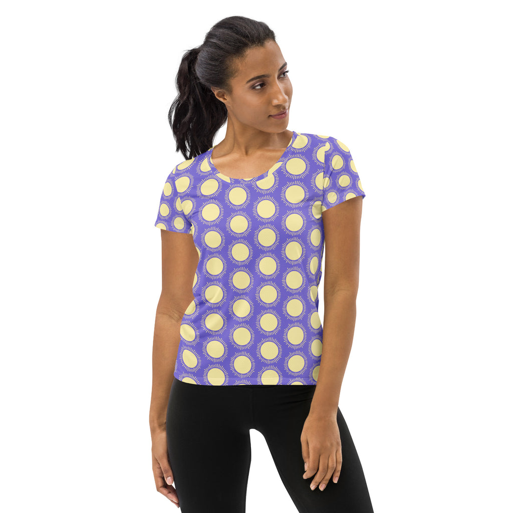 Women’s Purple Sun Athletic T-Shirt - Lightweight Moisture Wicking Workout Top With UPF 50+