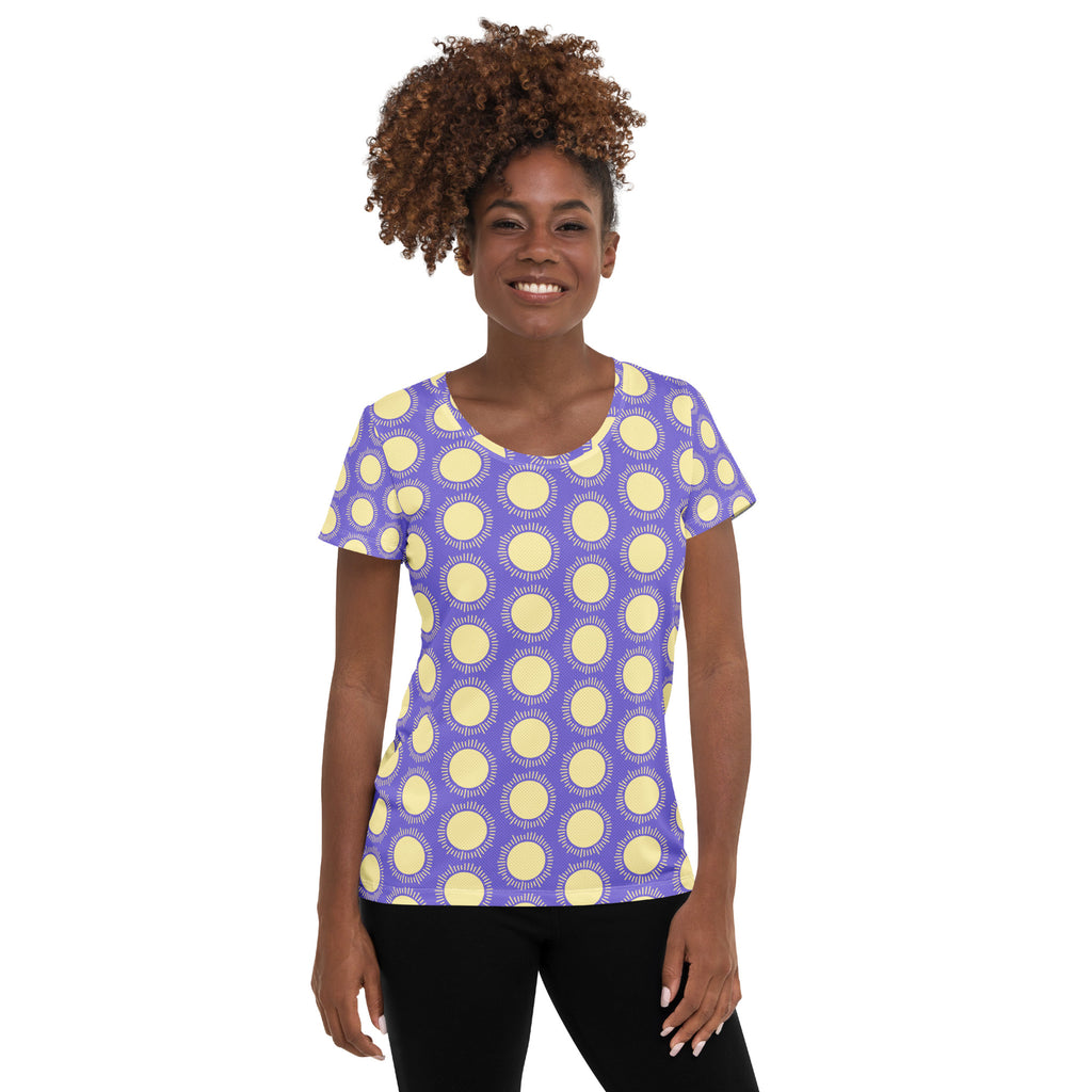 Women’s Purple Sun Athletic T-Shirt - Lightweight Moisture Wicking Workout Top With UPF 50+