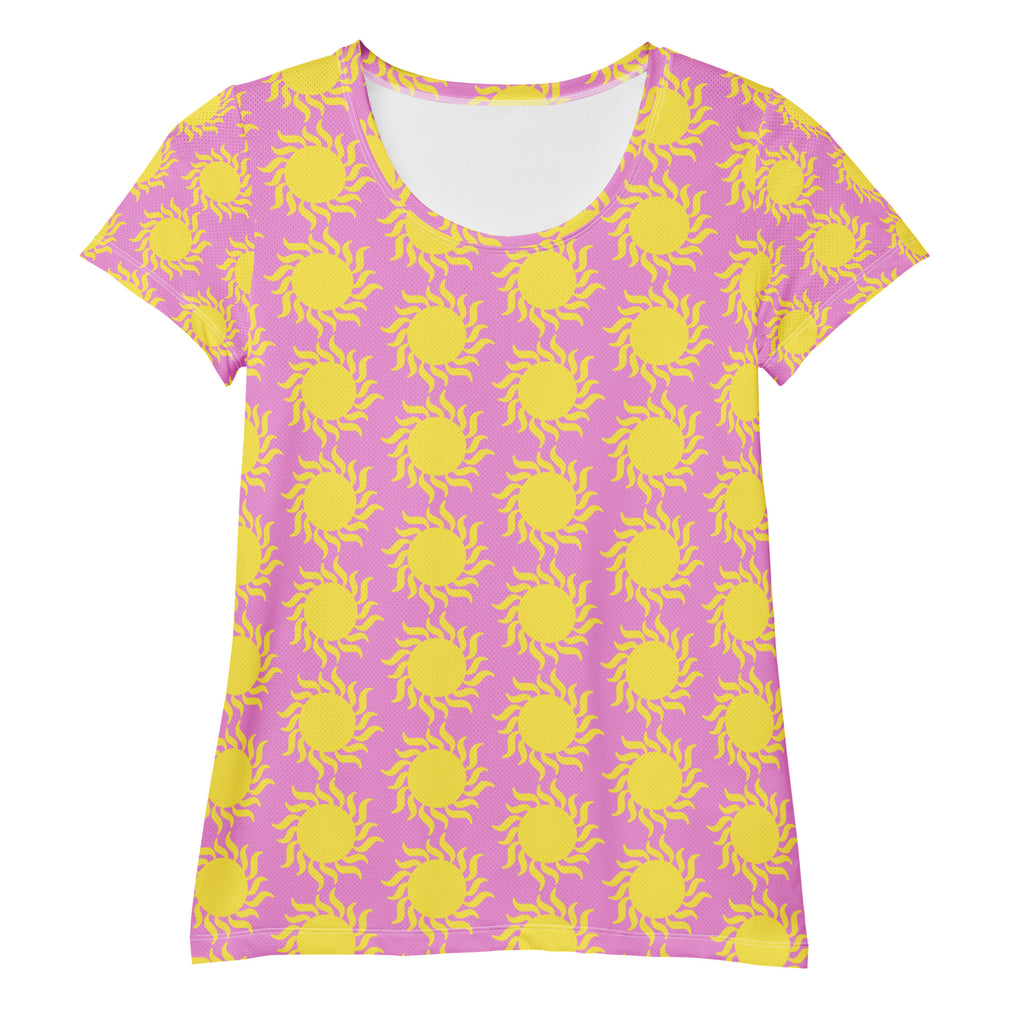 Women’s Pink Sun Athletic T-Shirt - Lightweight Moisture Wicking Workout Top With UPF 50+