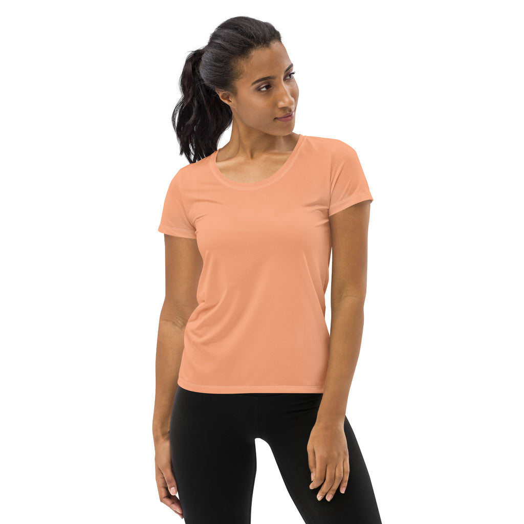 Women’s Peach Performance Athletic T-Shirt - Lightweight Moisture Wicking Workout Top with UPF 50+