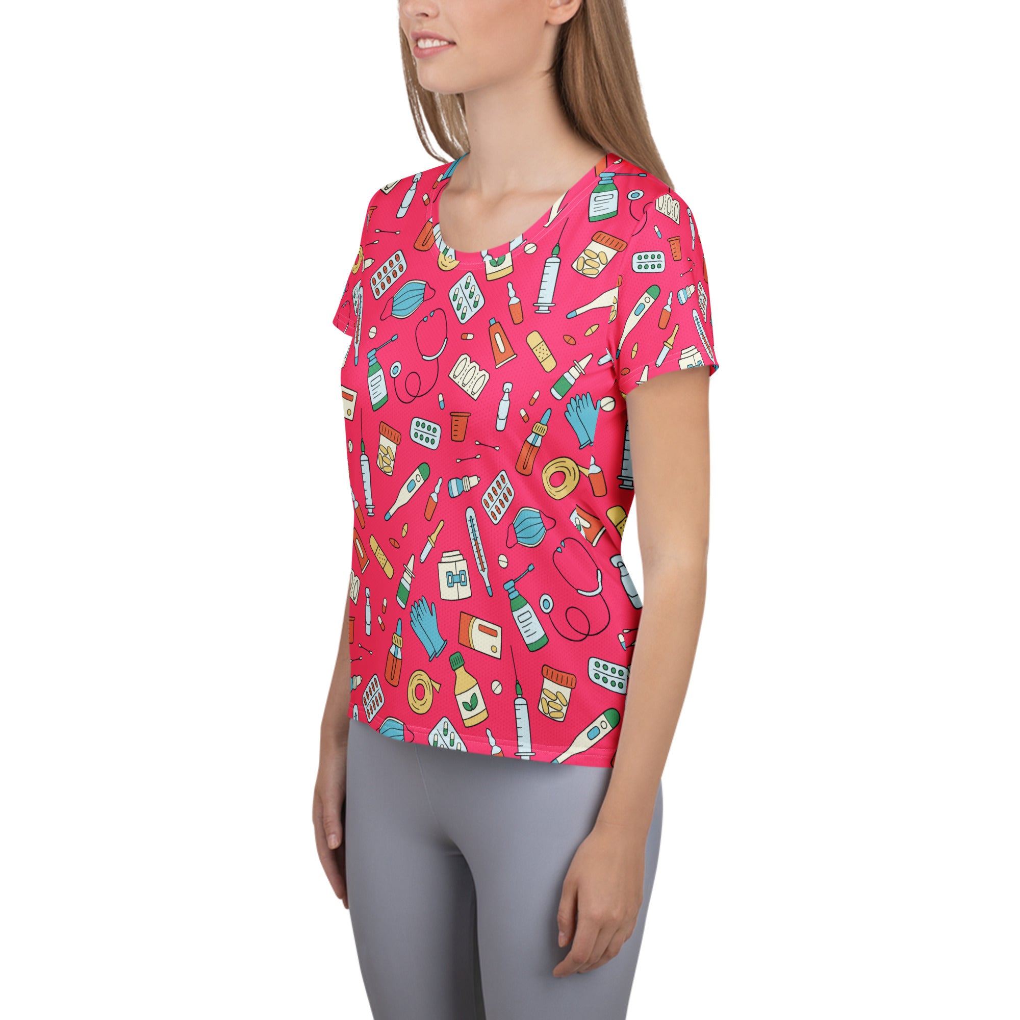 Women’s Nurse Themed Performance Athletic T-Shirt - Lightweight Moisture Wicking Workout Top with UPF 50+