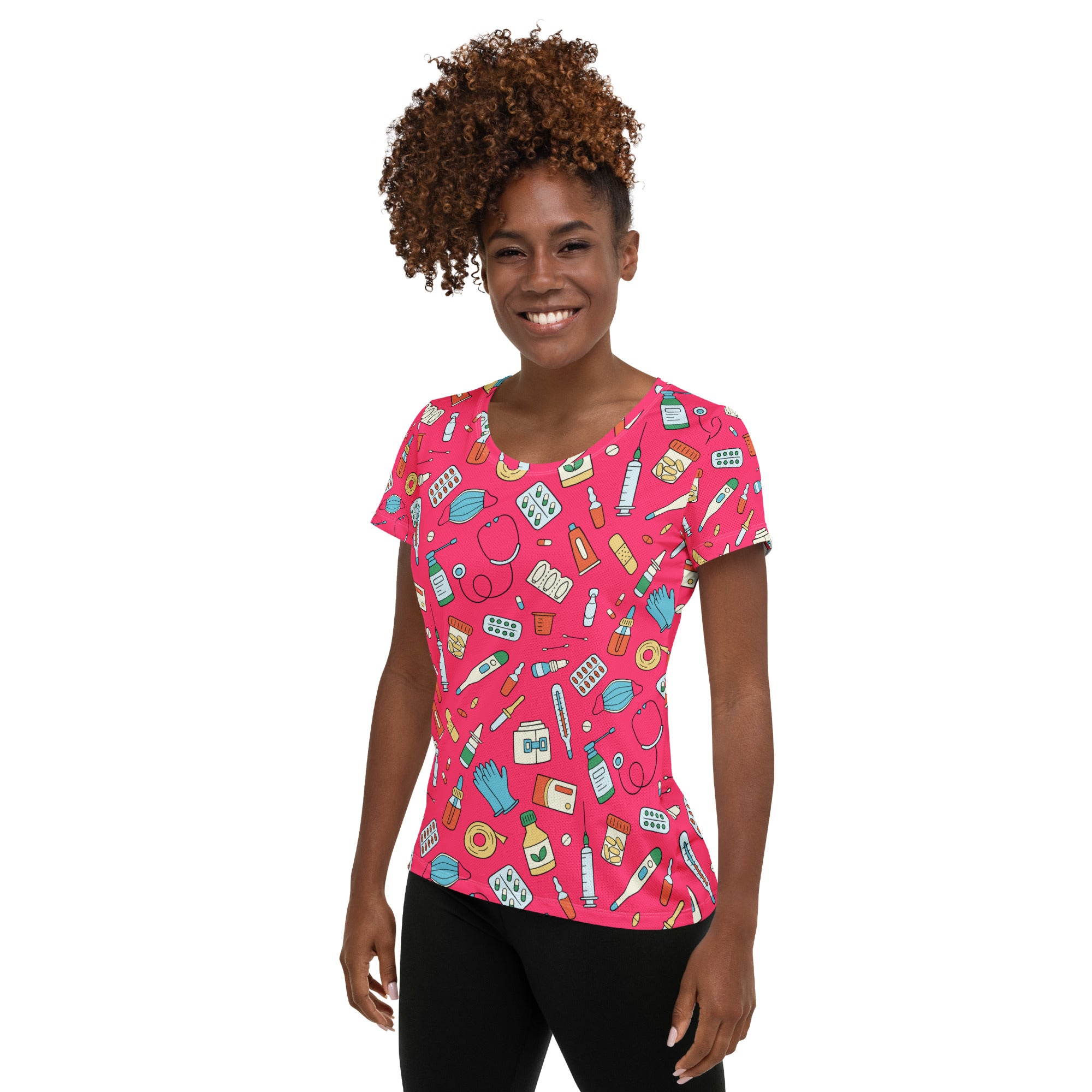 Women’s Nurse Themed Performance Athletic T-Shirt - Lightweight Moisture Wicking Workout Top with UPF 50+