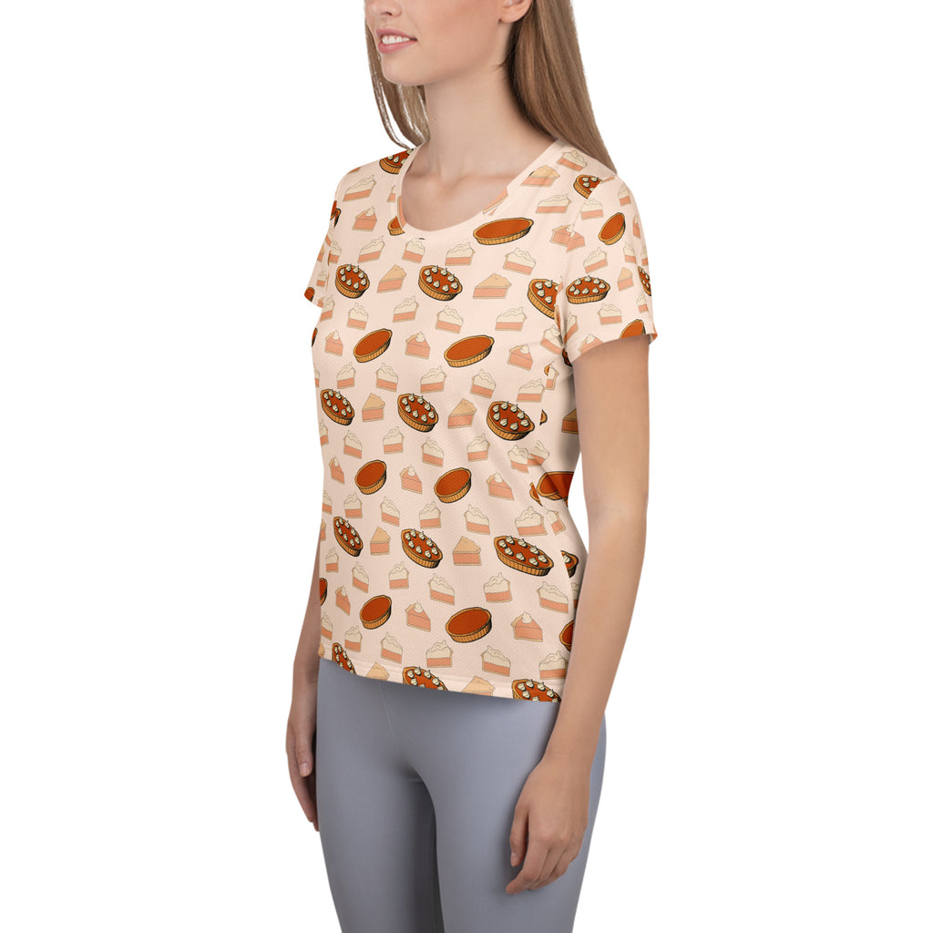 Women’s Pumpkin Pie Thanksgiving Performance Athletic T-Shirt - Lightweight Moisture Wicking Workout Top with UPF 50+