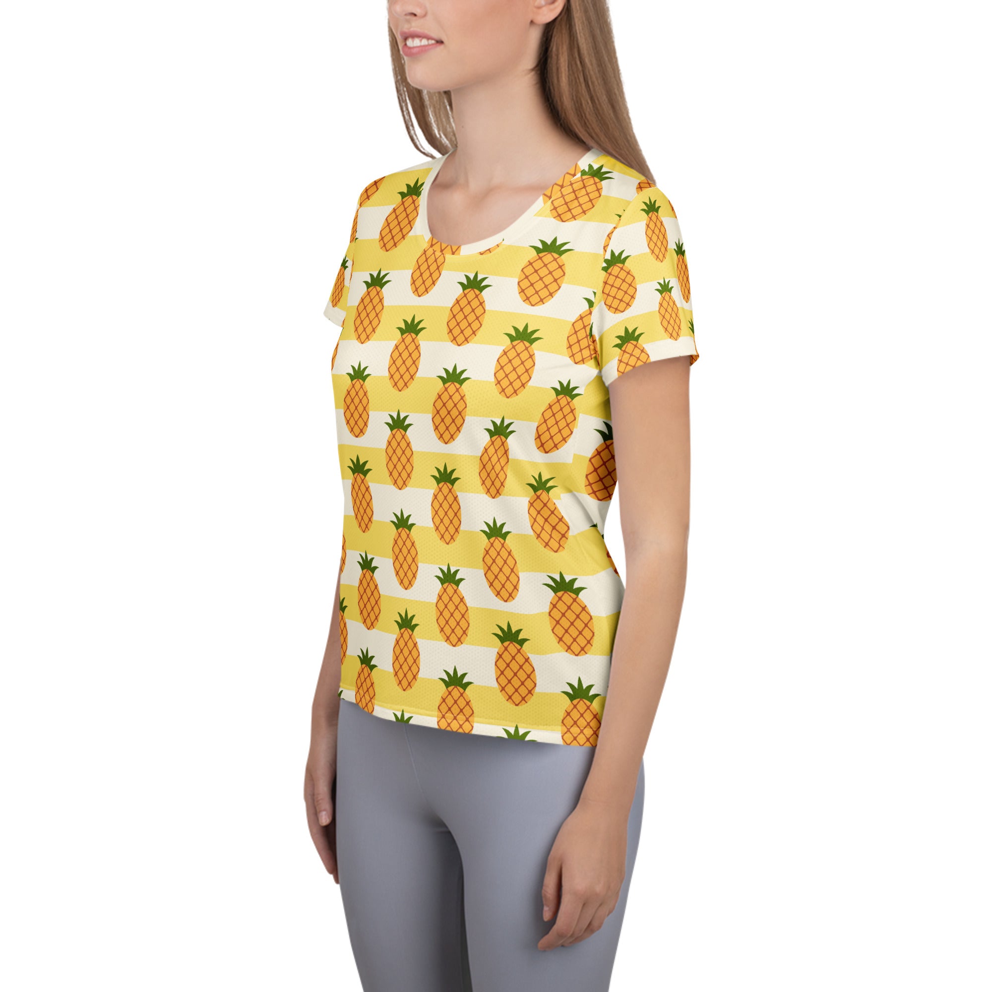 Women’s Pineapple Performance Athletic T-Shirt - Lightweight Moisture Wicking Workout Top with UPF 50+