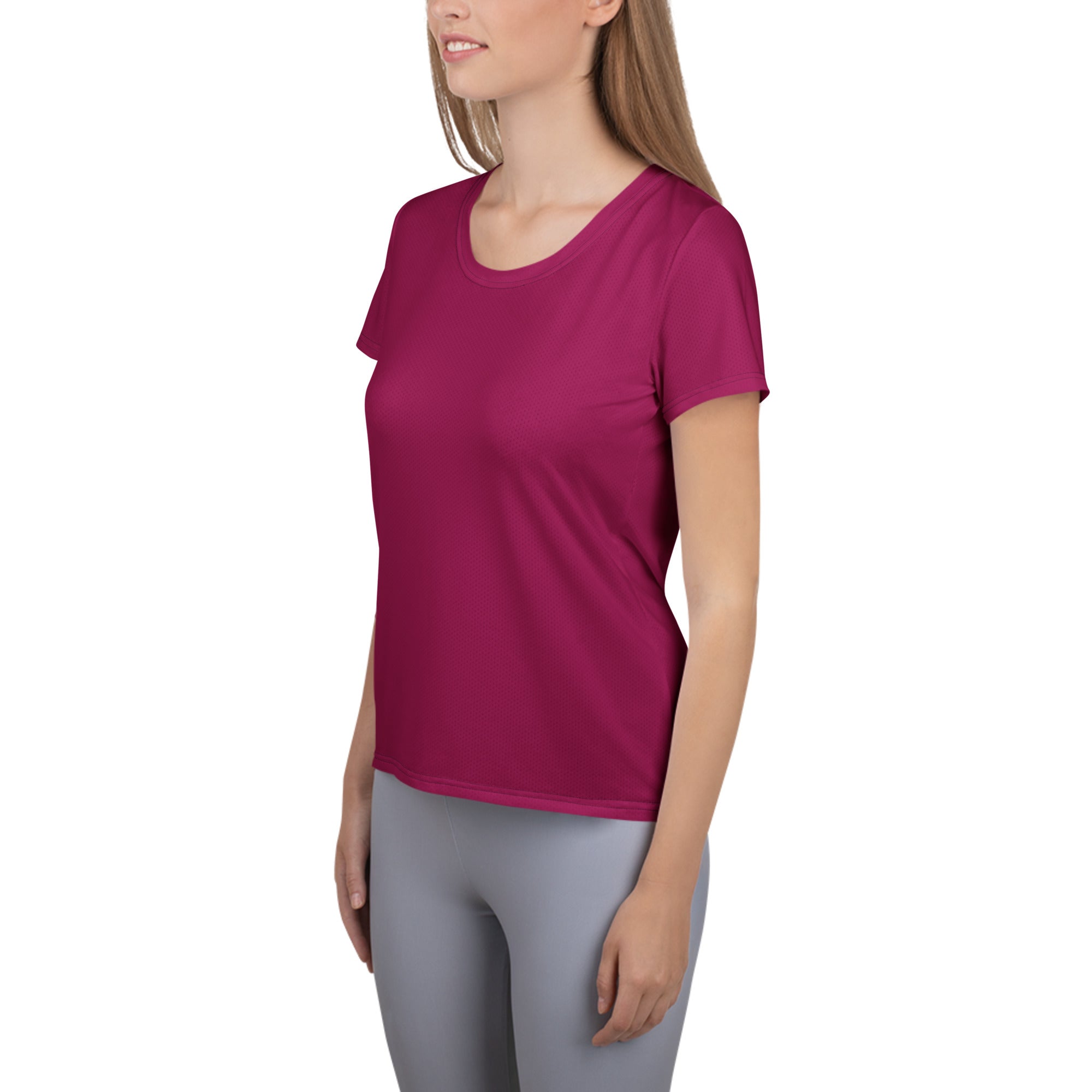 Women’s Magenta Performance Athletic T-Shirt - Lightweight Moisture Wicking Workout Top with UPF 50+