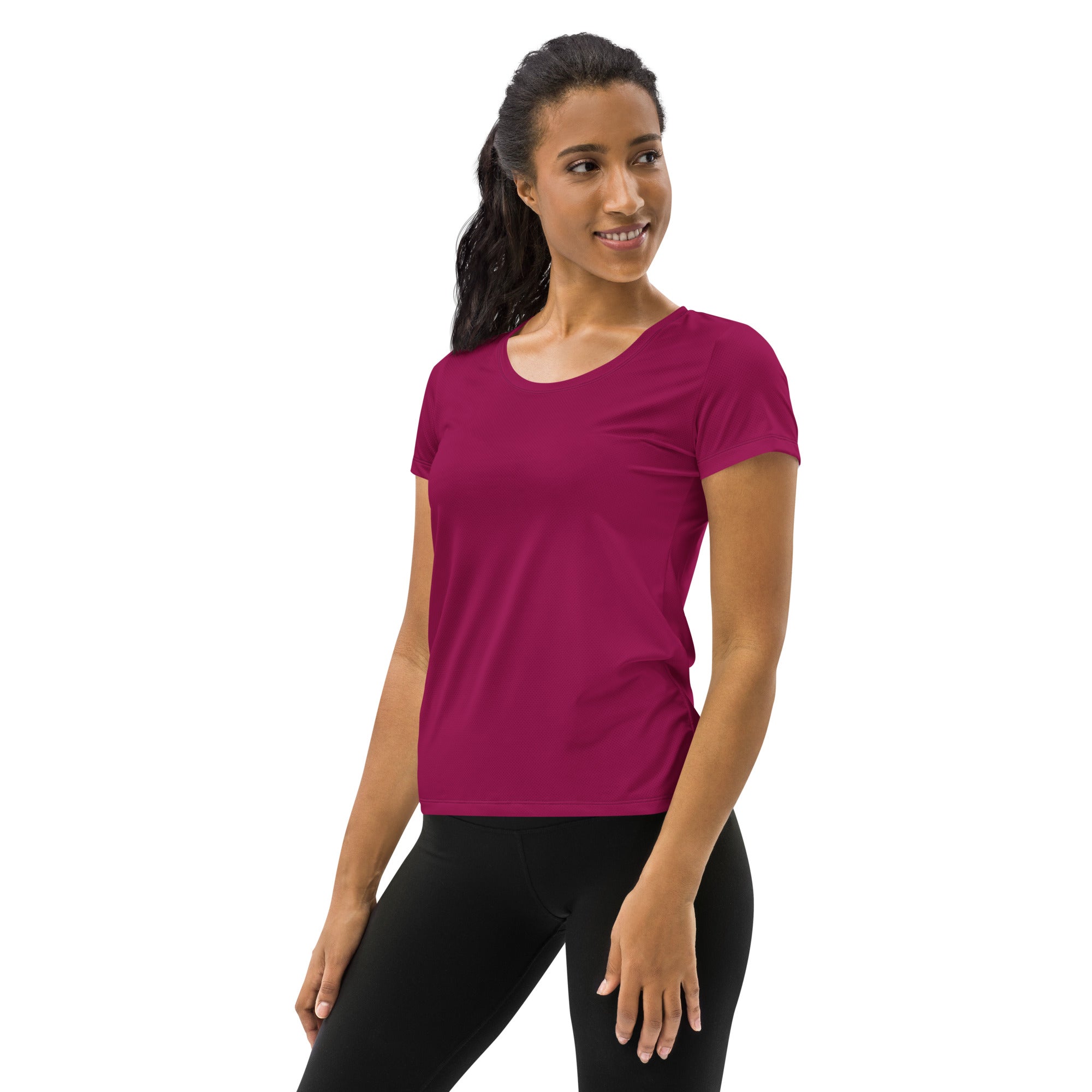 Women’s Magenta Performance Athletic T-Shirt - Lightweight Moisture Wicking Workout Top with UPF 50+